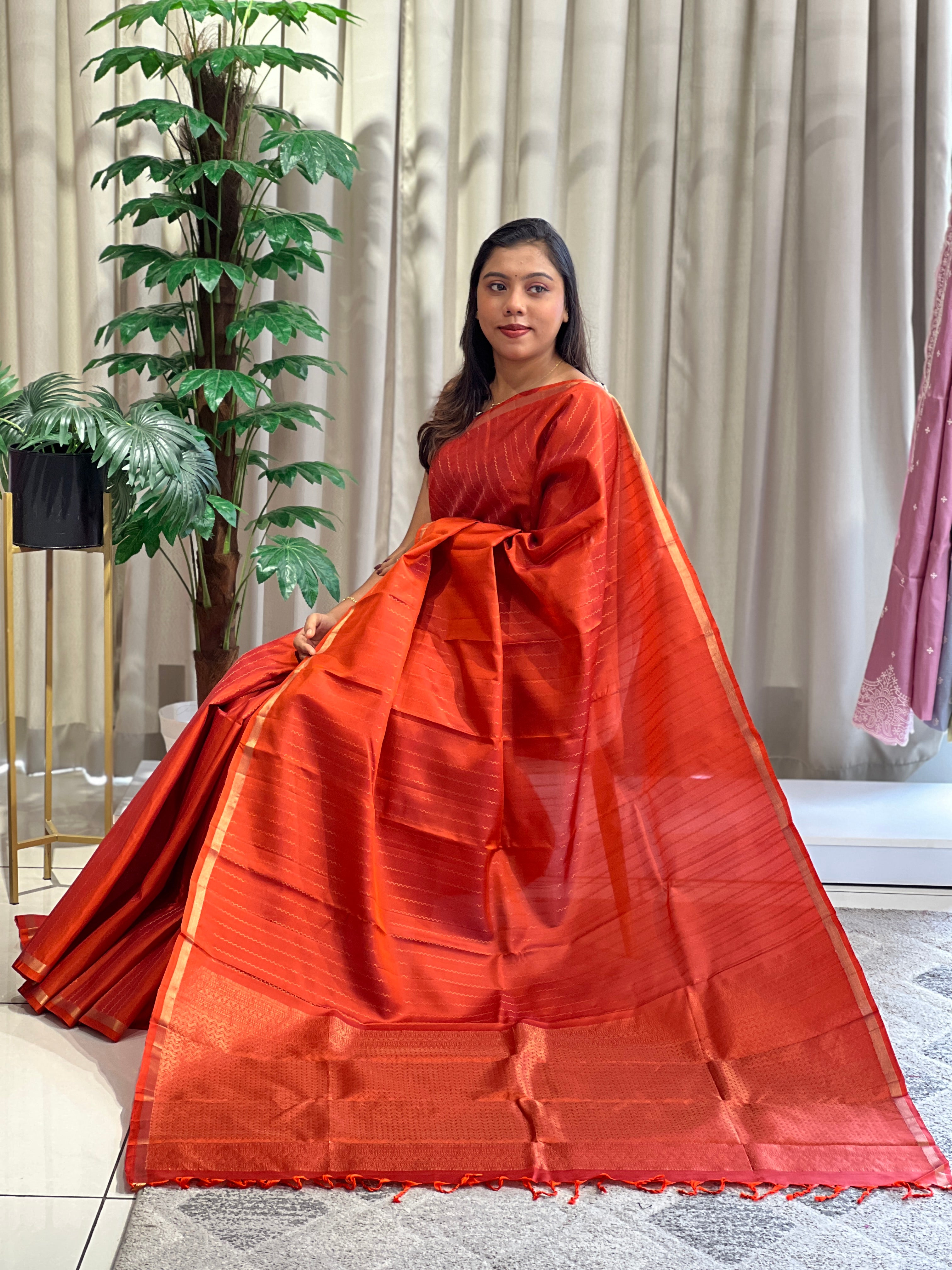 Geometrical Pattern Soft Silk Saree | AT140
