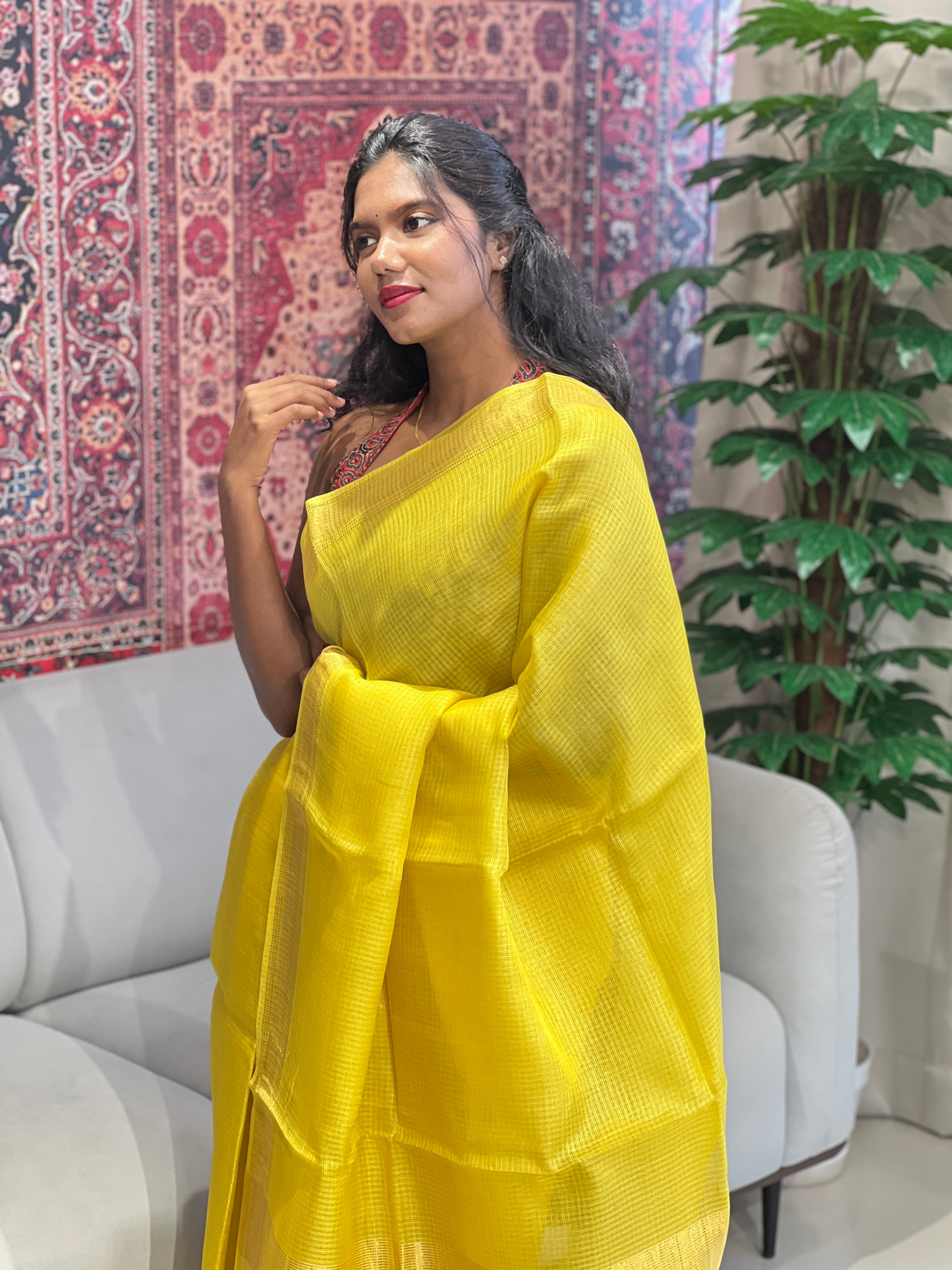 Kota Patterned Tussar Silk Saree | HS1322