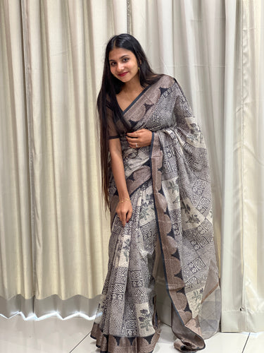 Printed Chanderi Saree | YNG379