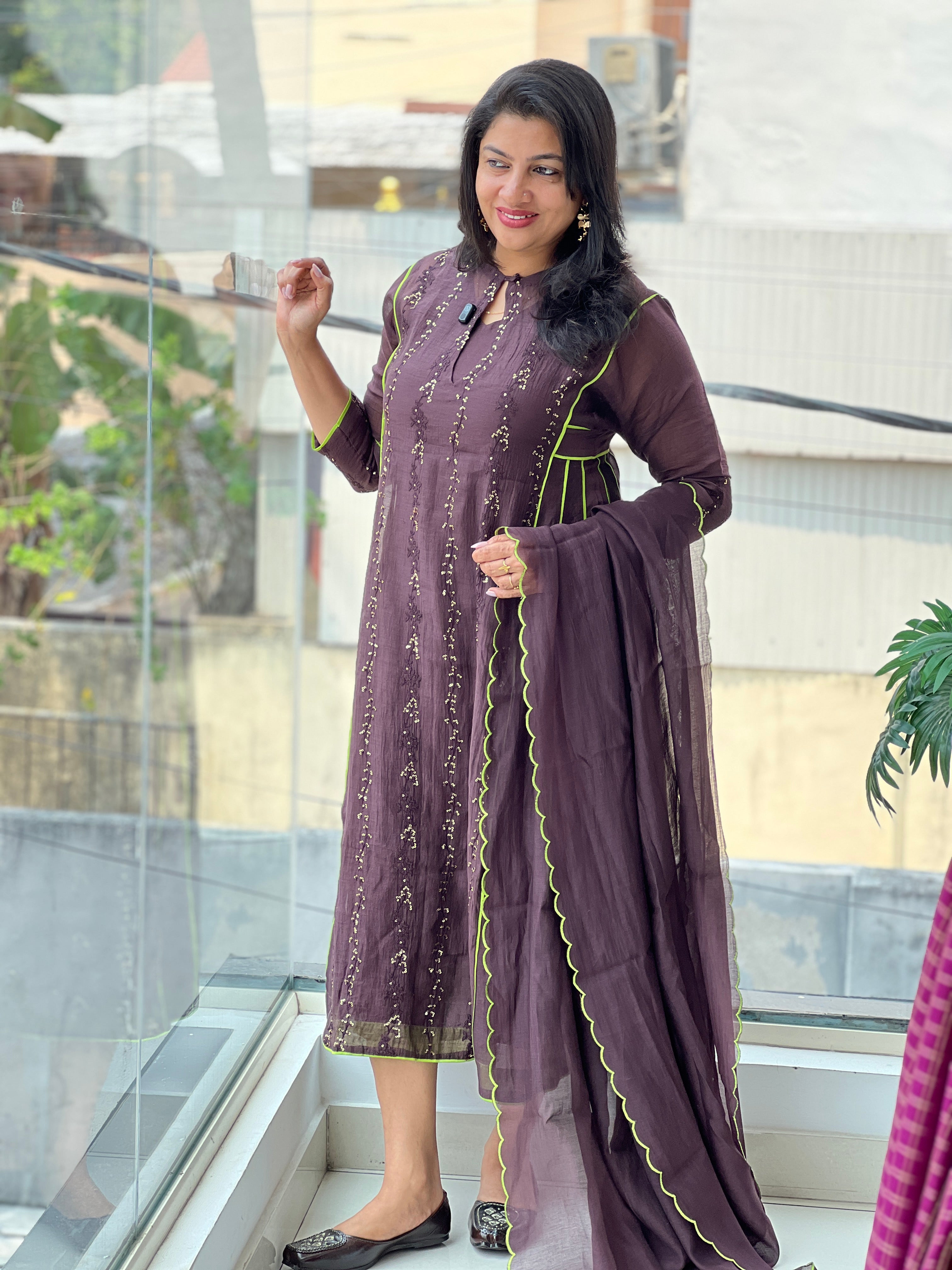 Self Embroidery Mul Chanderi Kurta Set | DN807