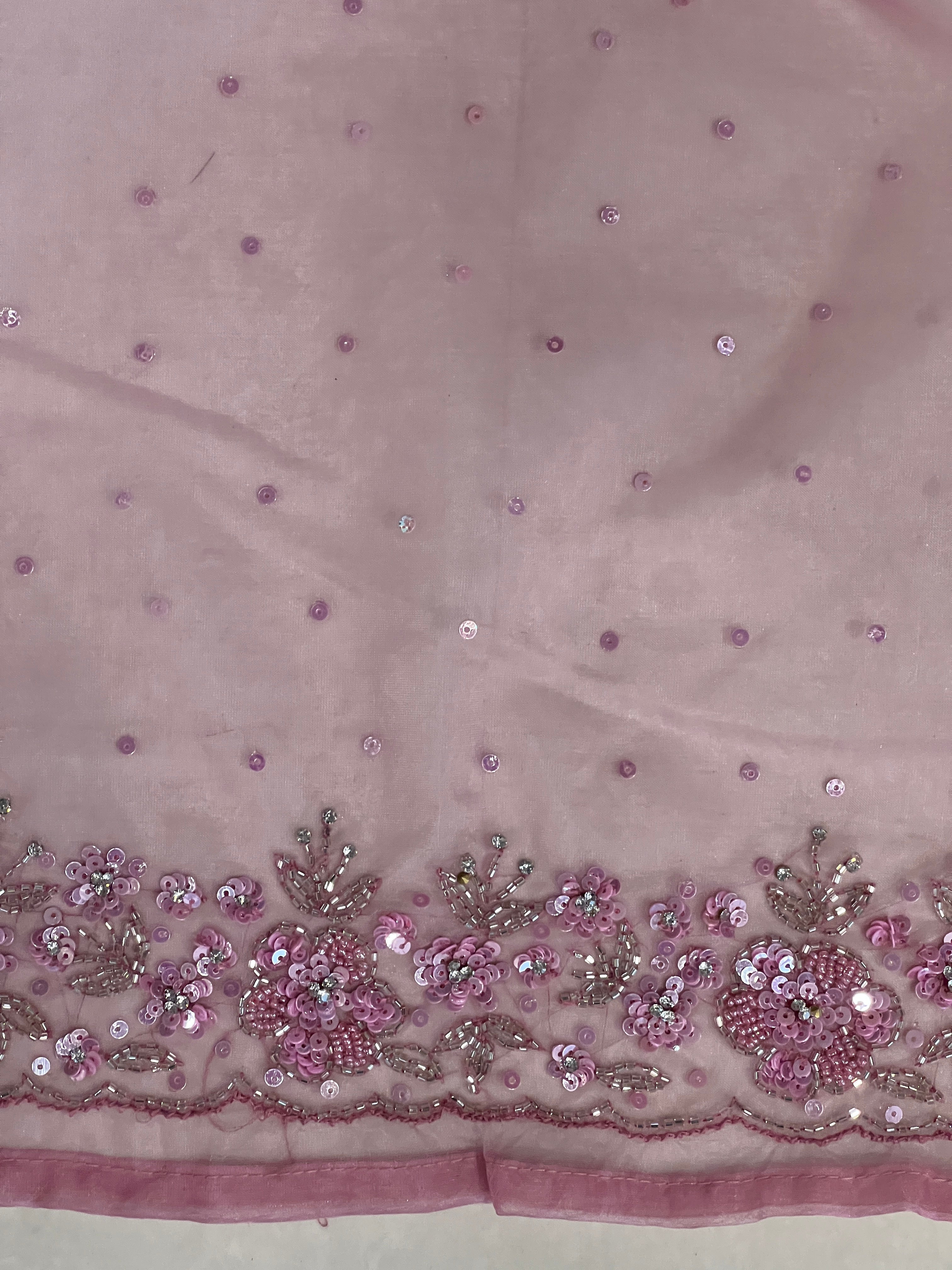 Hand Embroidered Detailed Organza Saree |  SBP680