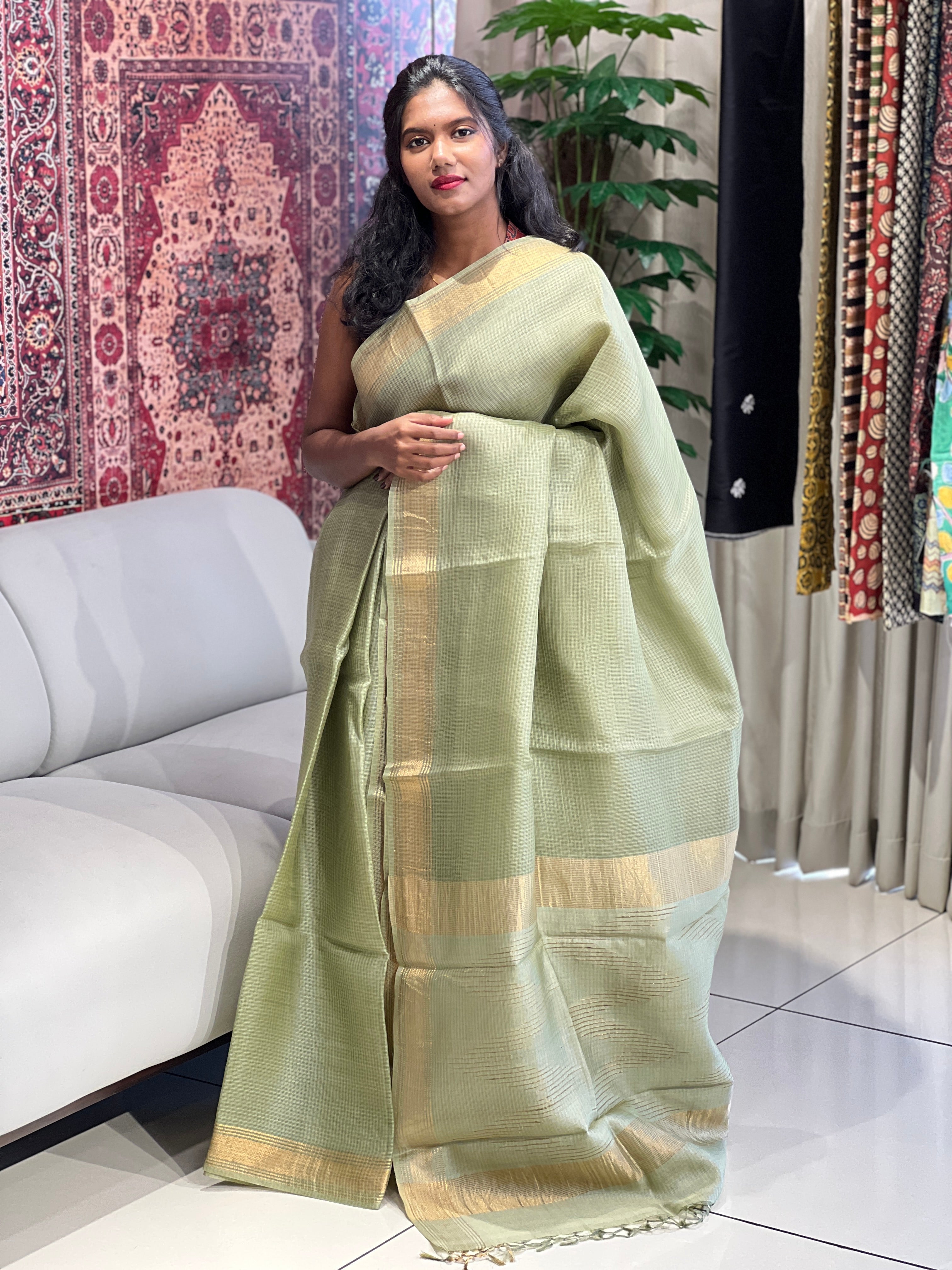Kota Patterned Tussar Silk Saree | HS1321