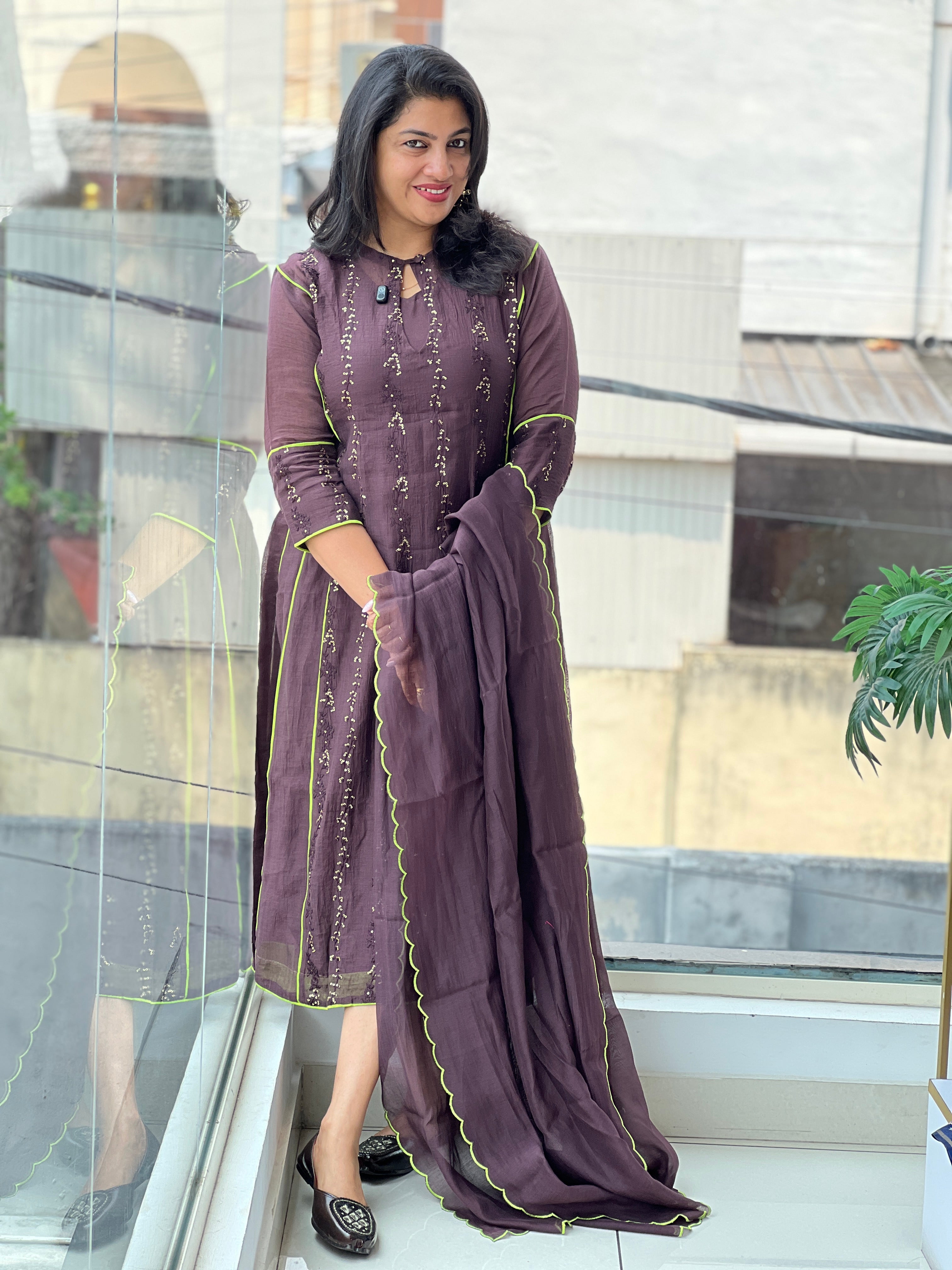 Self Embroidery Mul Chanderi Kurta Set | DN807
