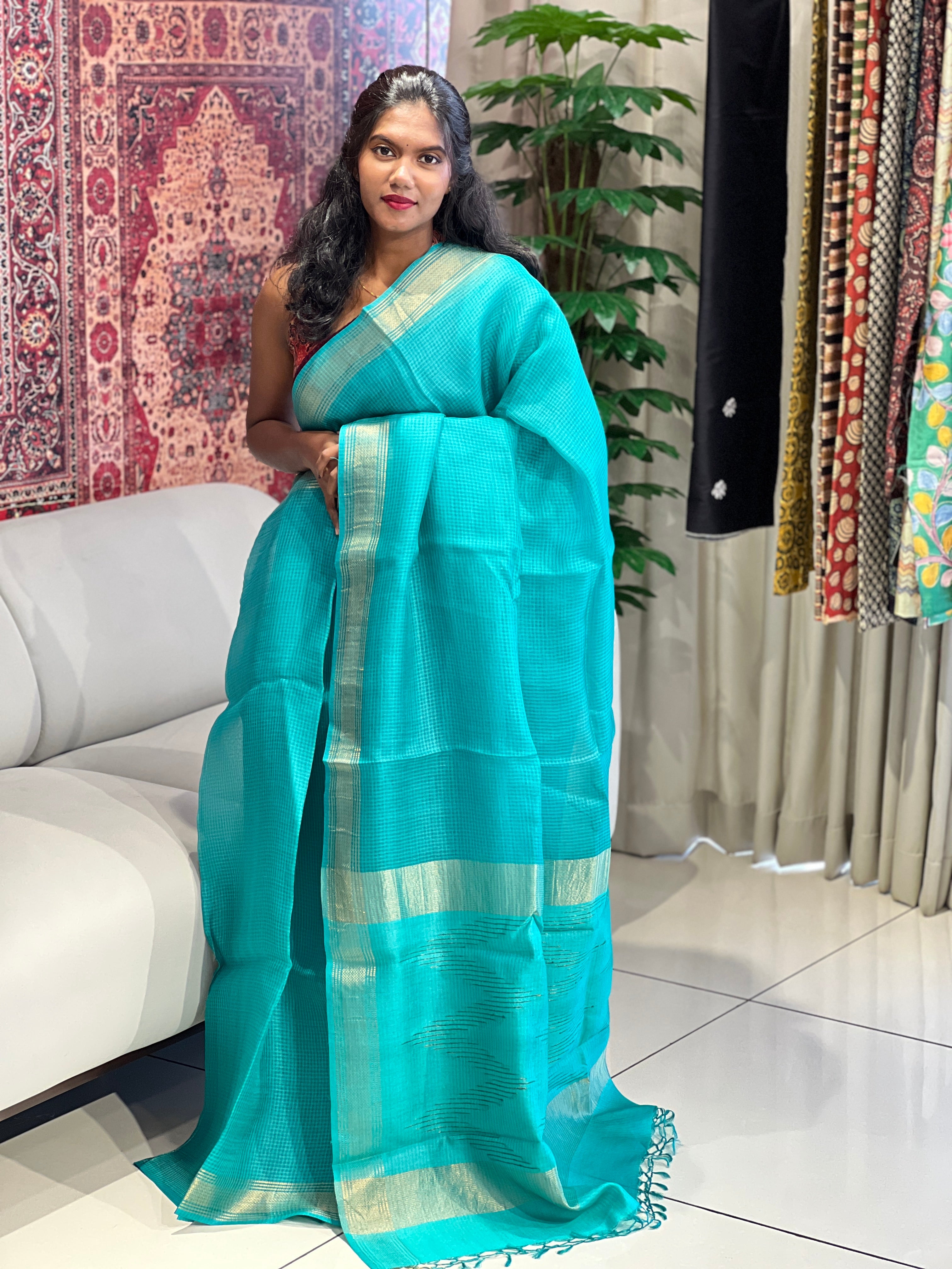 Kota Patterned Tussar Silk Saree | HS1319
