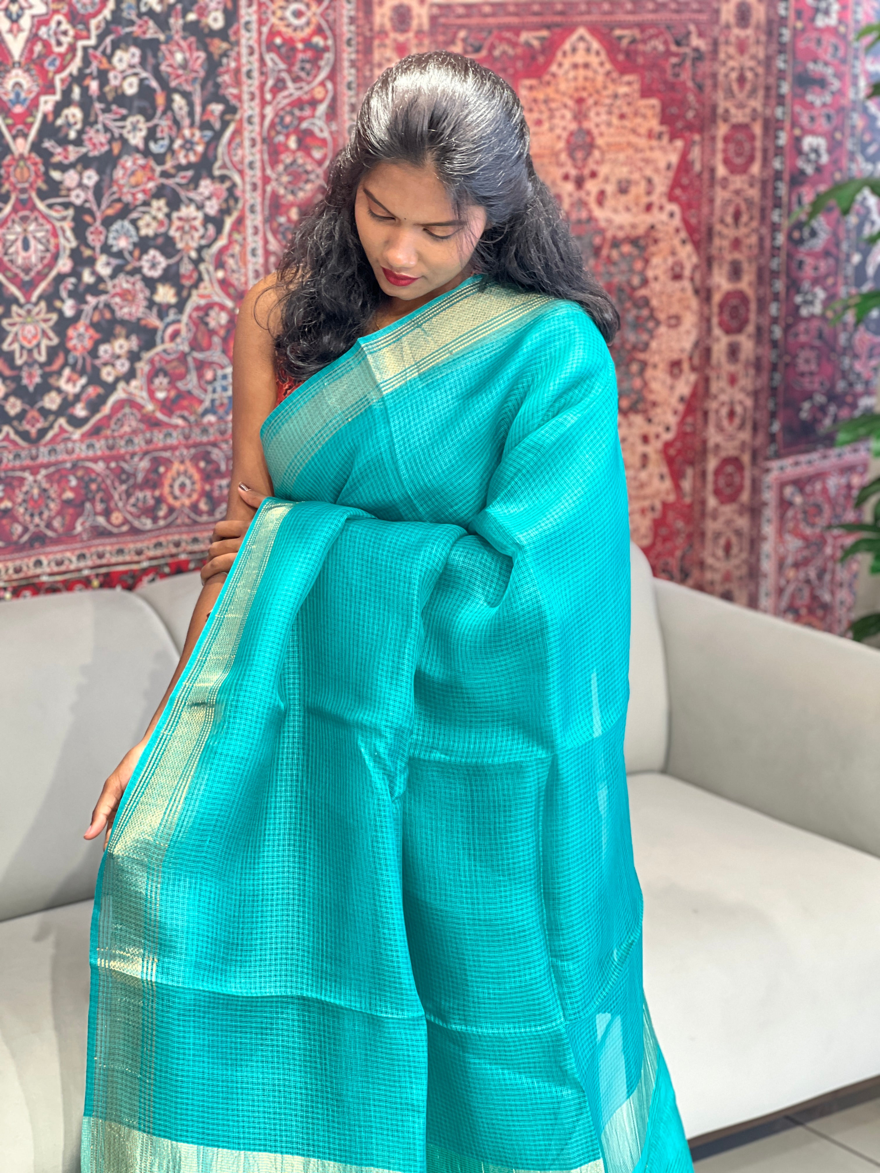 Kota Patterned Tussar Silk Saree | HS1319