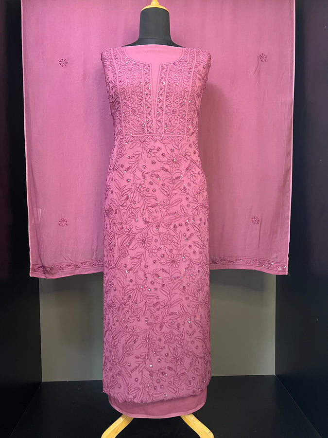 Chikankari Hand Embroidered Georgette Salwar Set  | GMA137