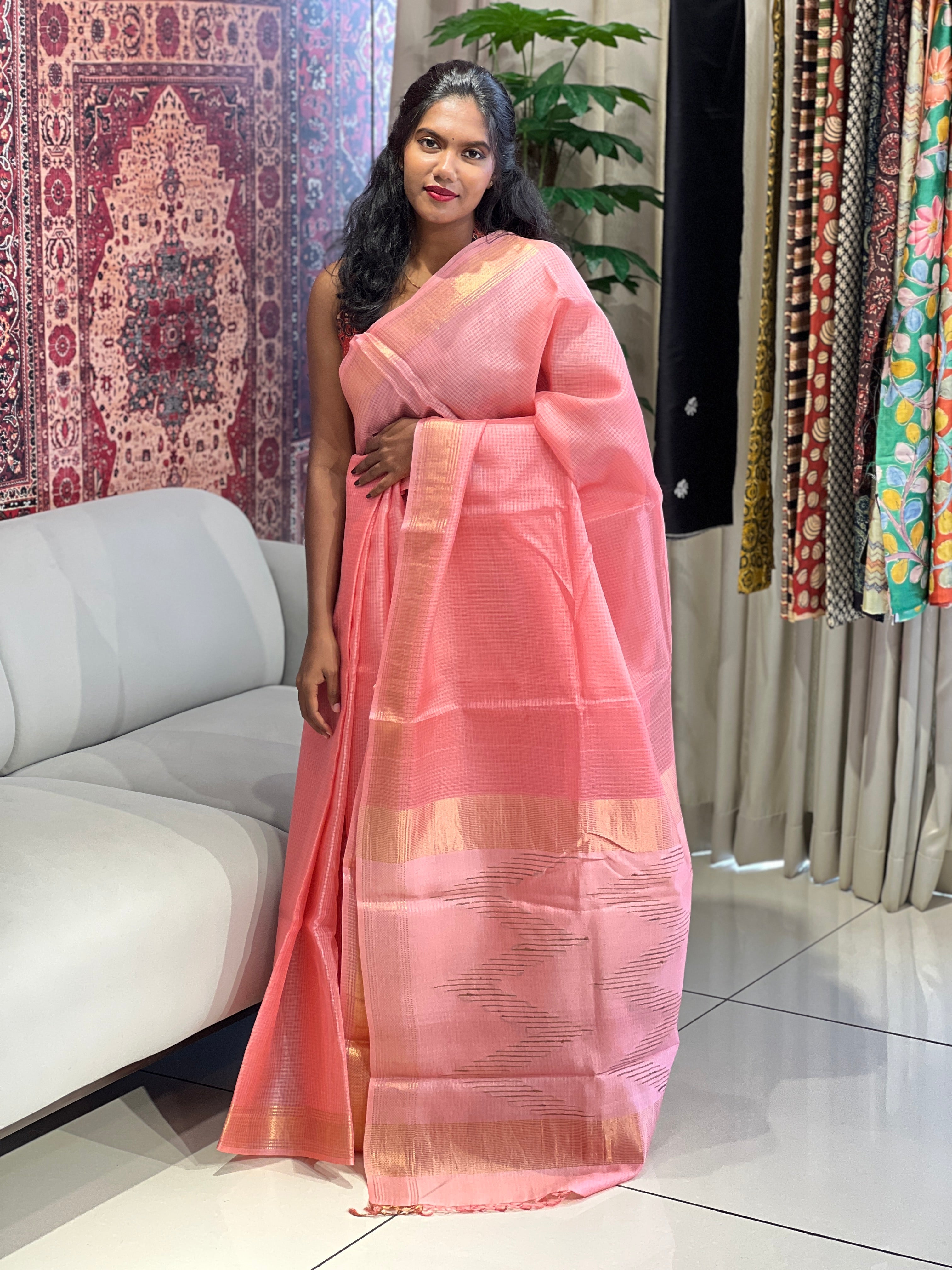 Kota Patterned Tussar Silk Saree | HS1324