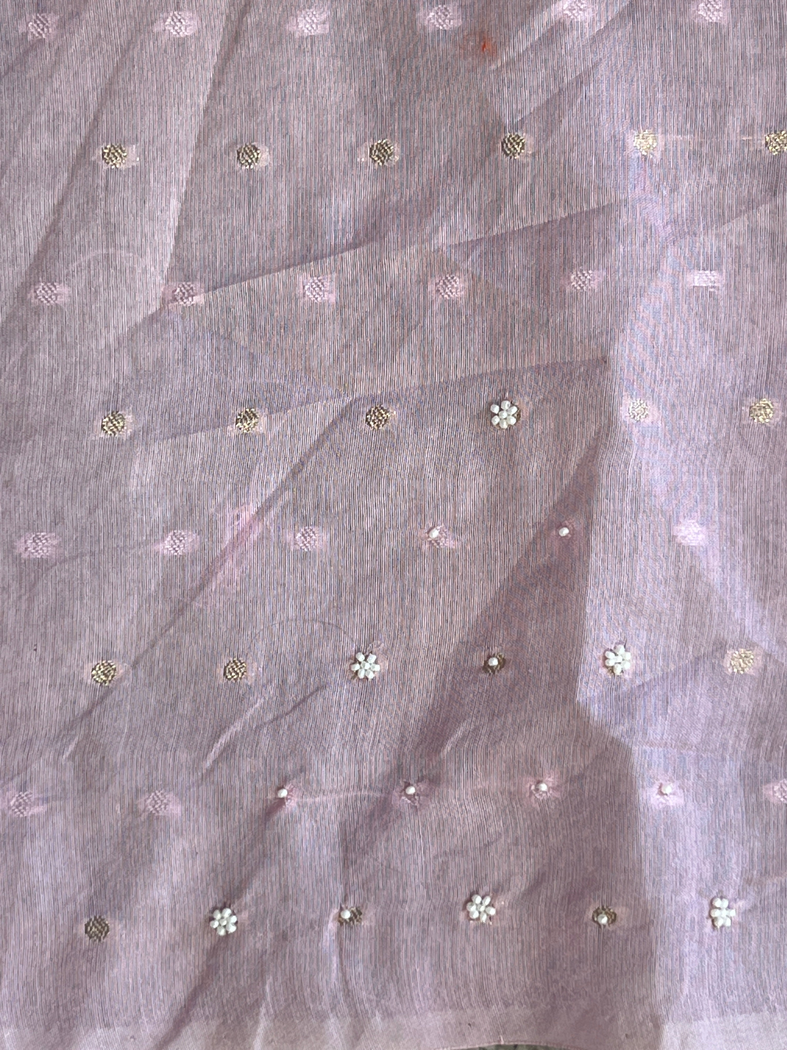 Applique Embroidery With Sugar Beads Highlighted Organza Saree | MM272