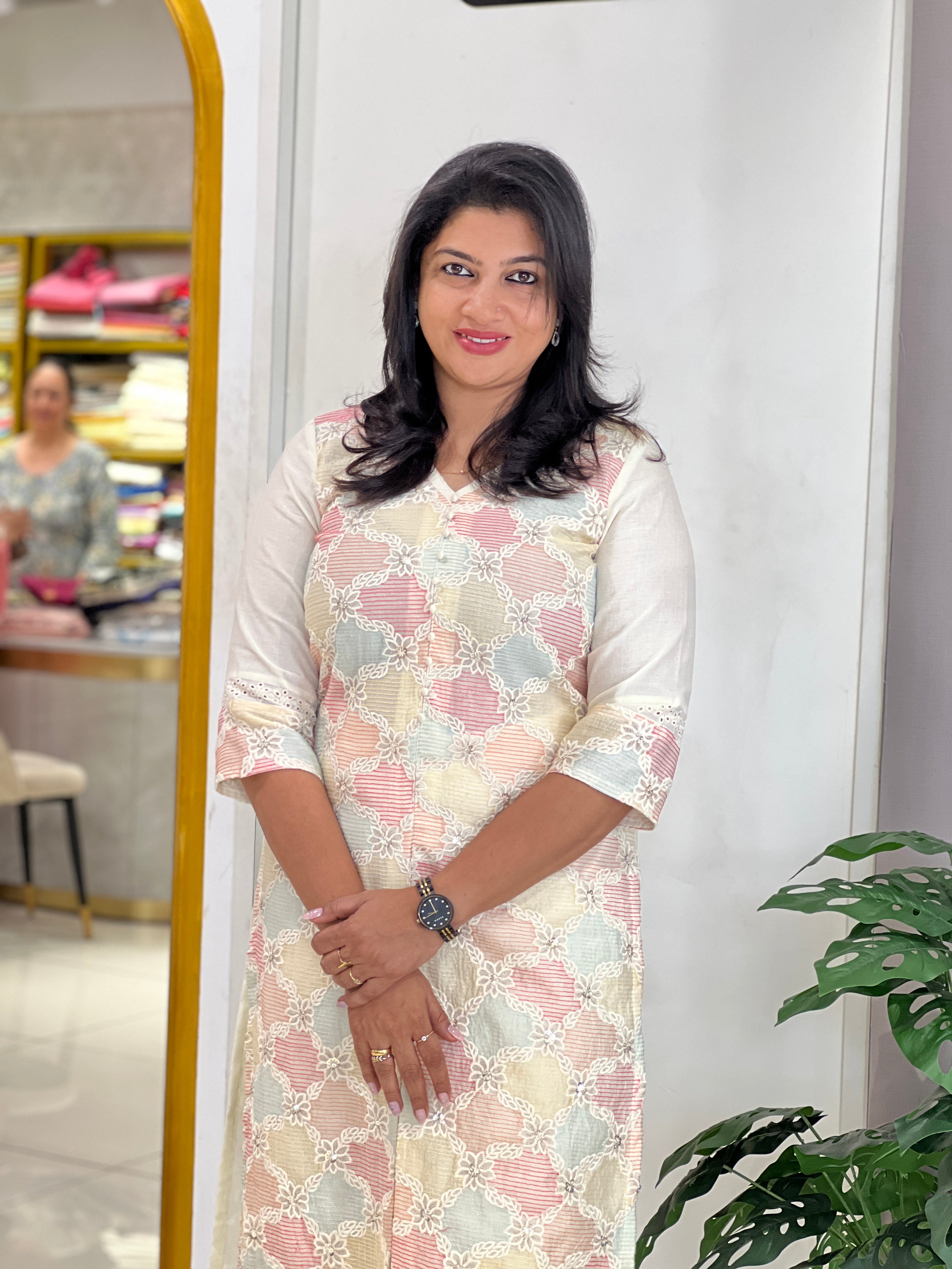 Multi-Shaded Embroidery Kurta Set Material | DN806