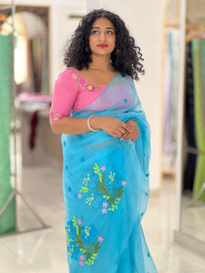 Diamond Motifs Nylon Organza Saree | NHH221