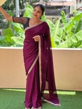 Embroidery Border Pattern Vichitra Silk Saree | RP488