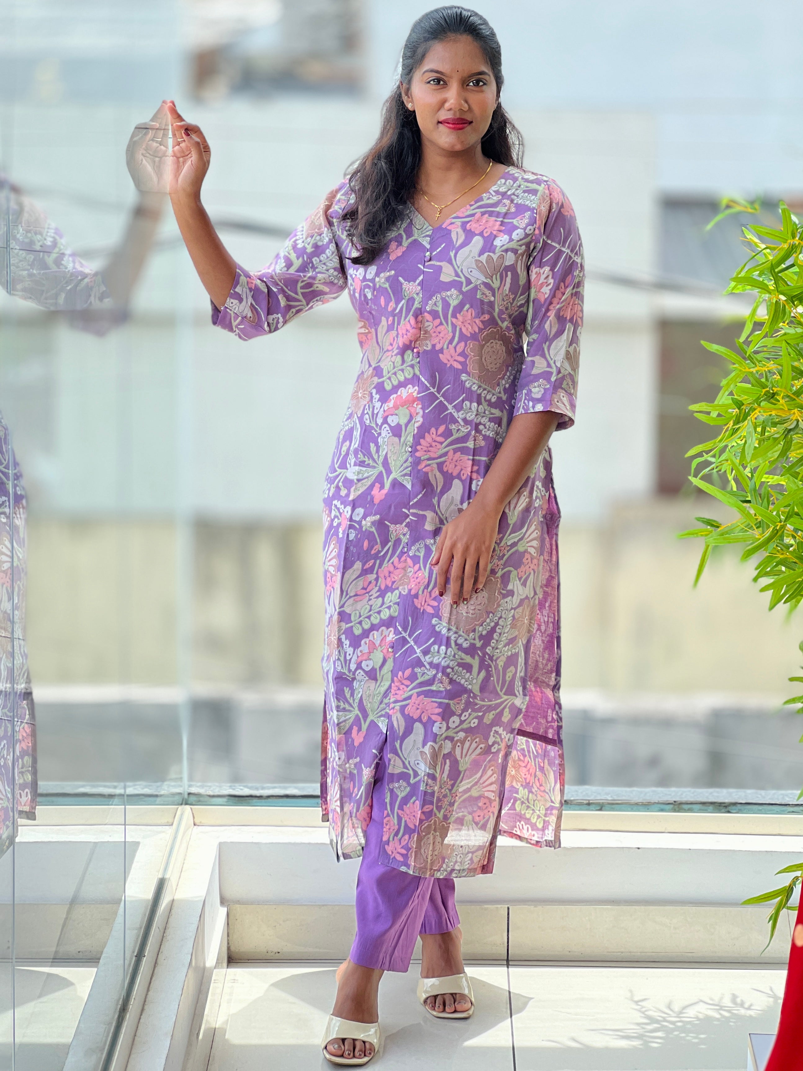 Digital Printed Mul Chanderi Kurta | MSN266