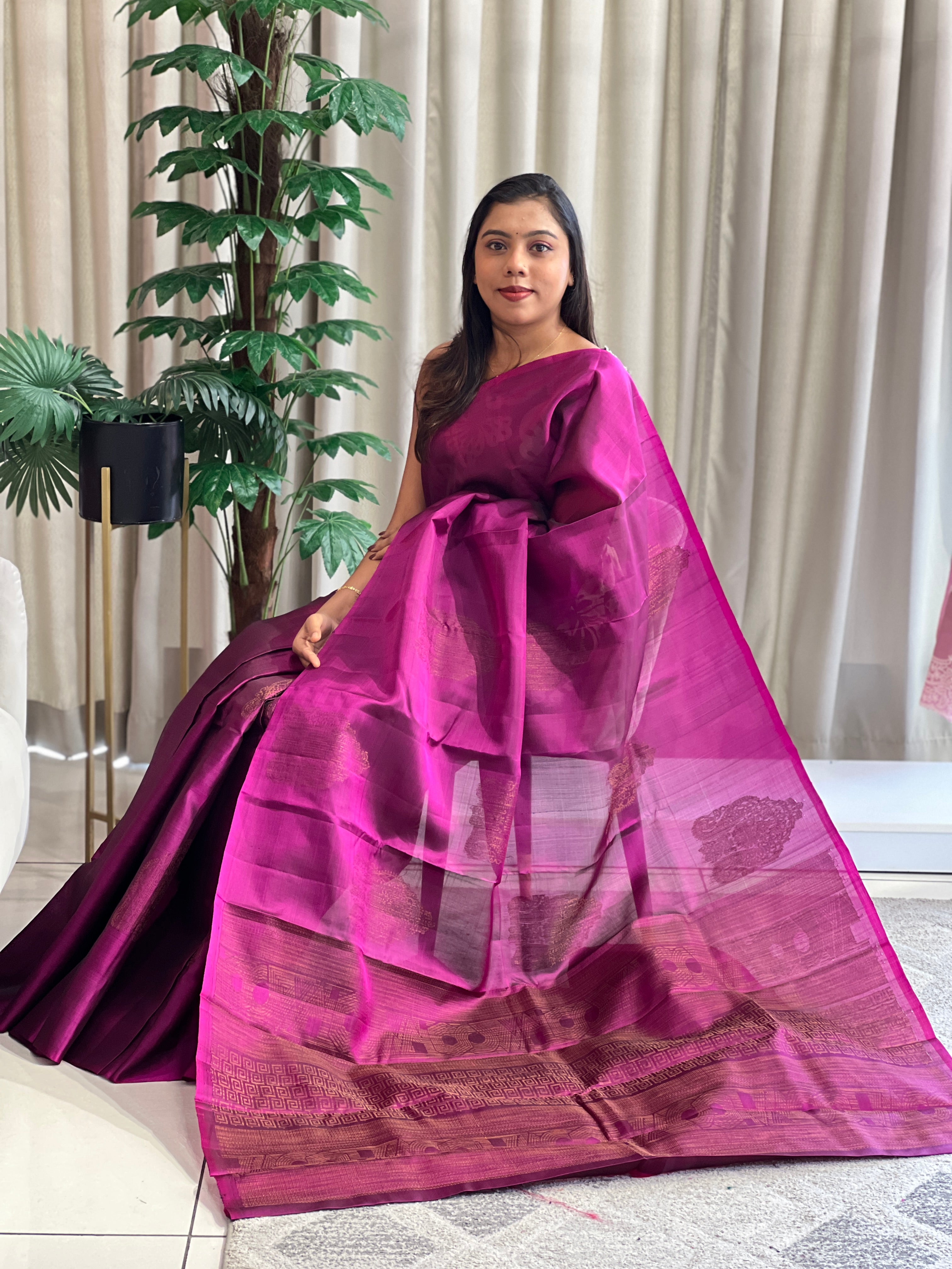 Buta Woven Borderless Soft Silk Saree | TT294