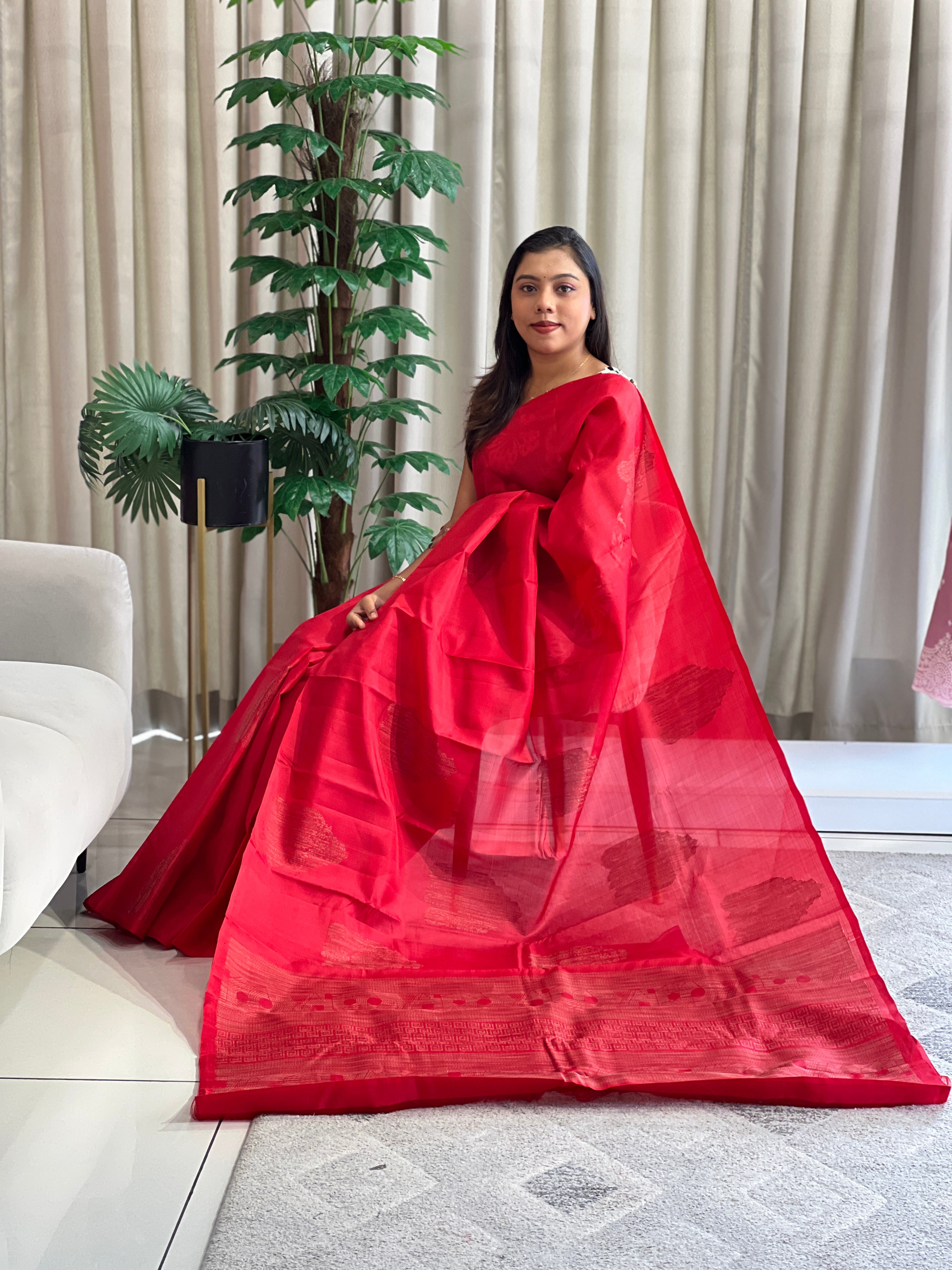 Buta Woven Borderless Soft Silk Saree  | TT292