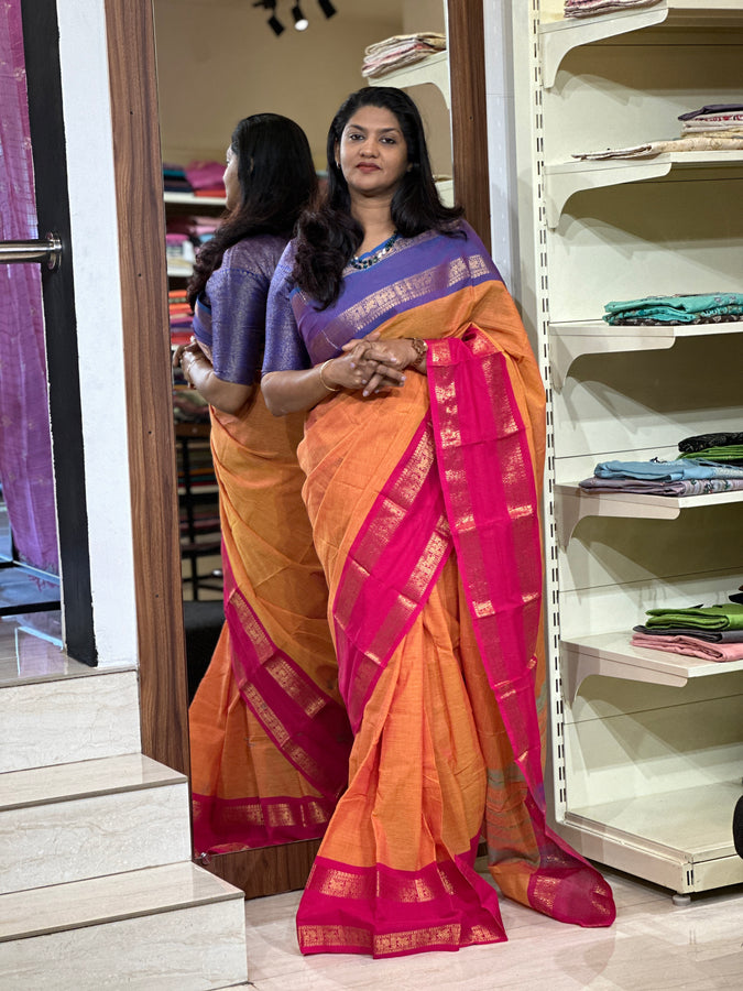 Ganga-Yamuna Border Detailing Kanchi Cotton Saree | VR140