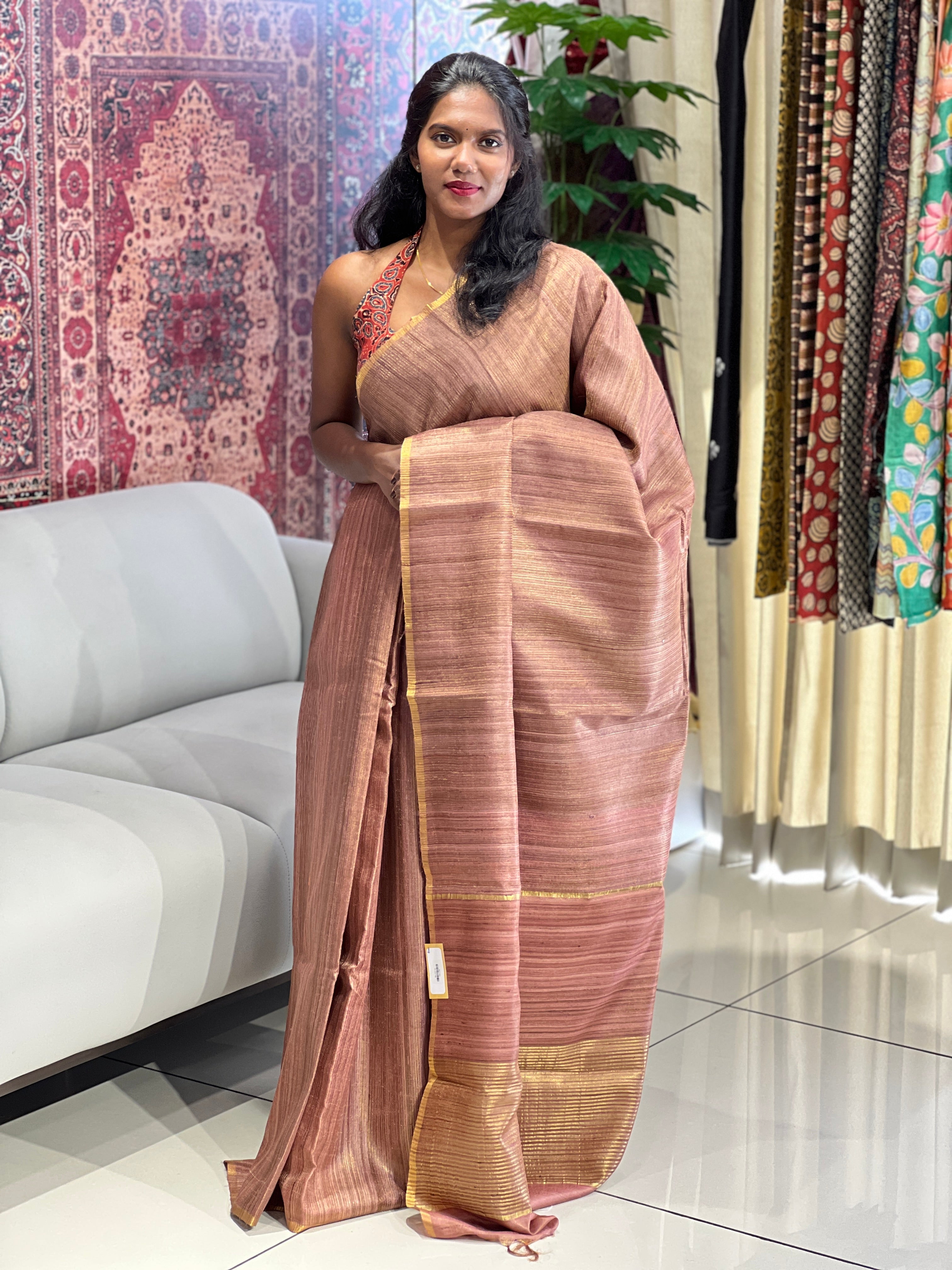 Tissue & Jute Woven Tussar Saree | HS1275