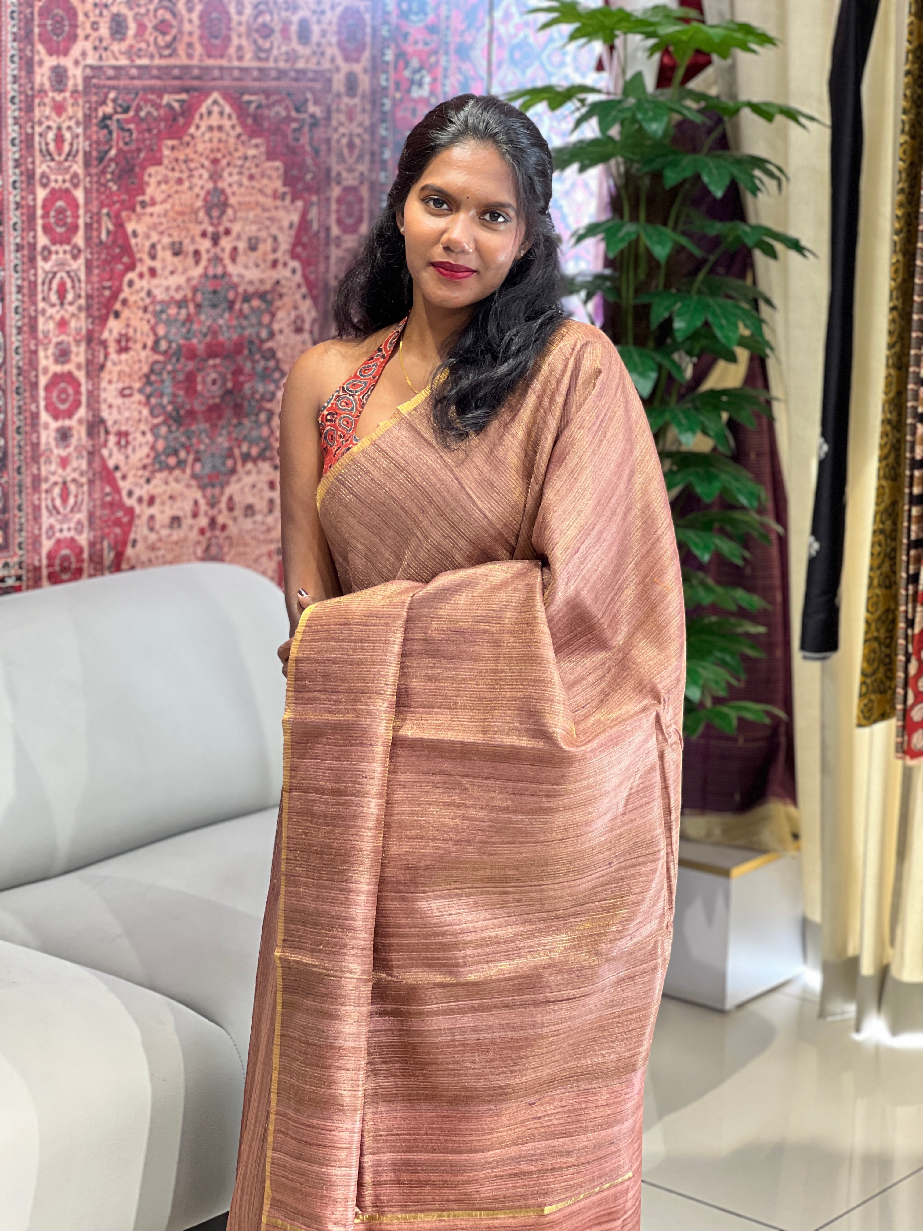 Tissue & Jute Woven Tussar Saree | HS1275
