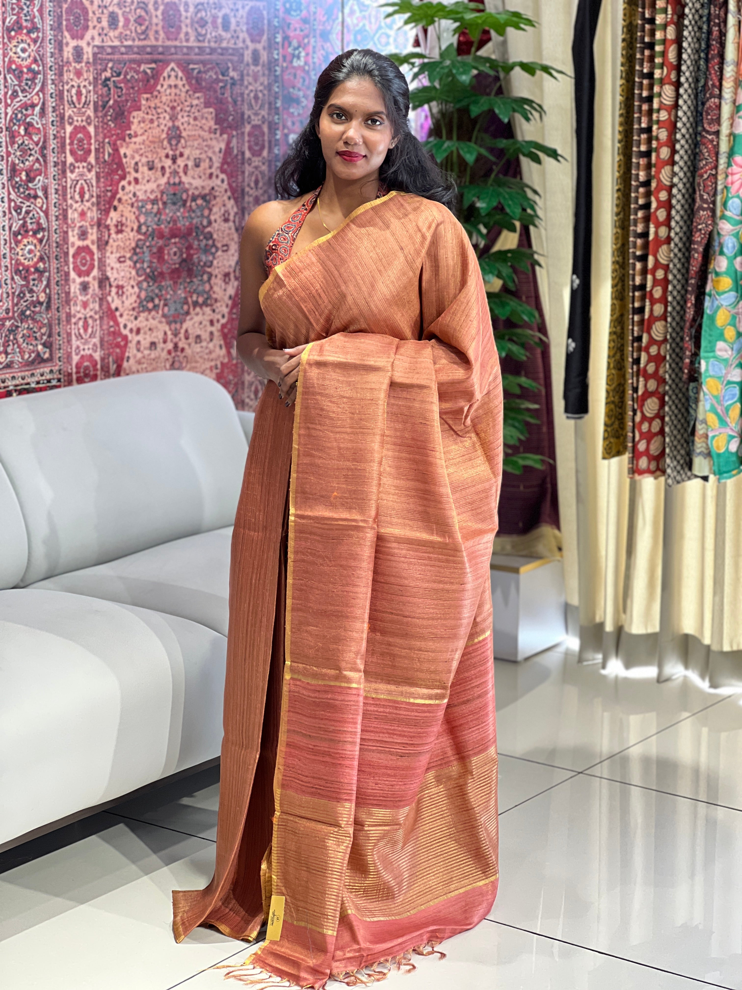 Tissue & Jute Woven Tussar Saree | HS1277