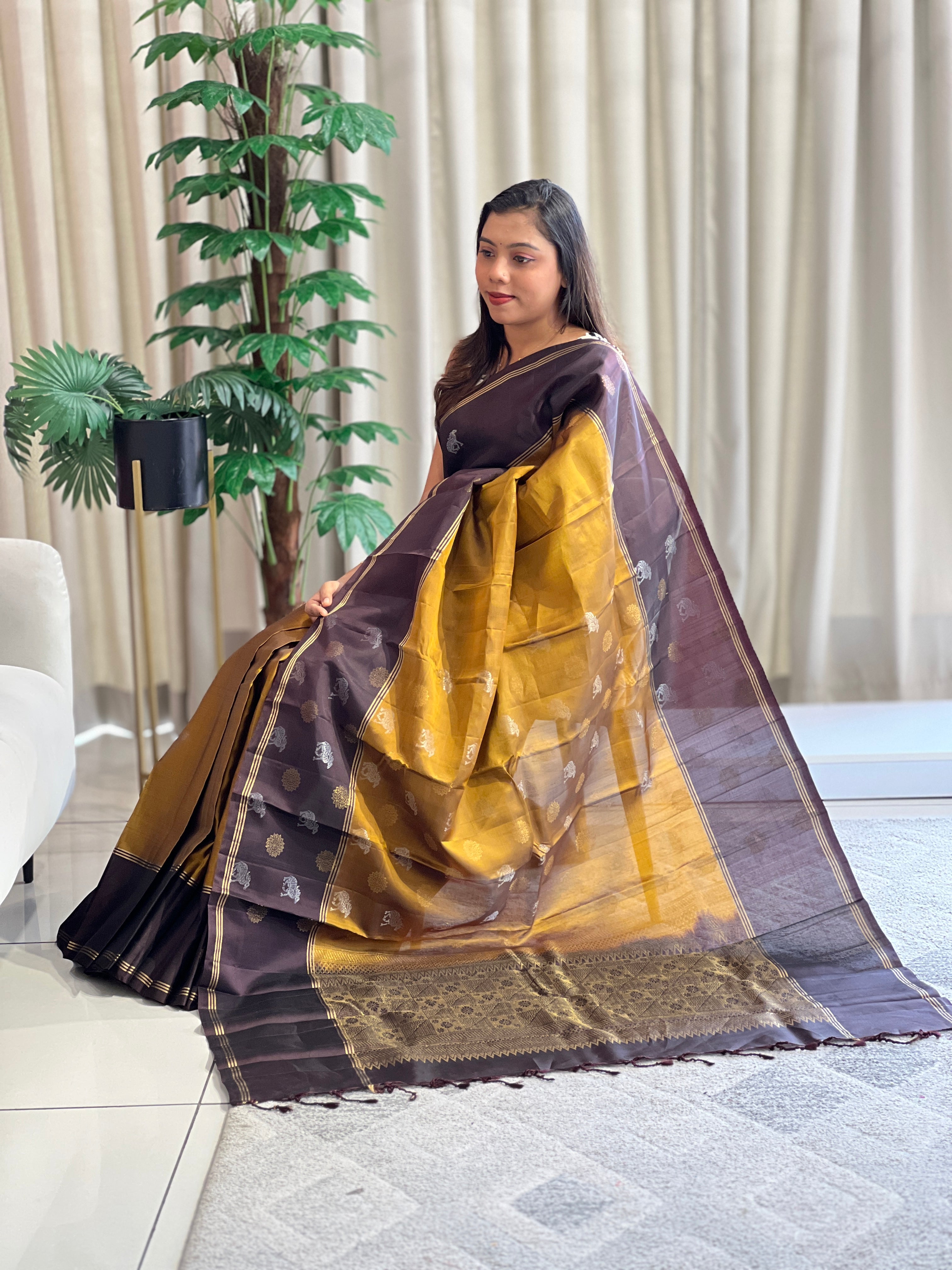 Hand Loom Abstract Pattern Soft Silk Saree | AT136