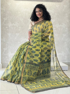 Block Printed Kota Doriya Saree | JKL299