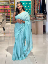 Floral Machine Embroidered Crepe Sarees | SBP259