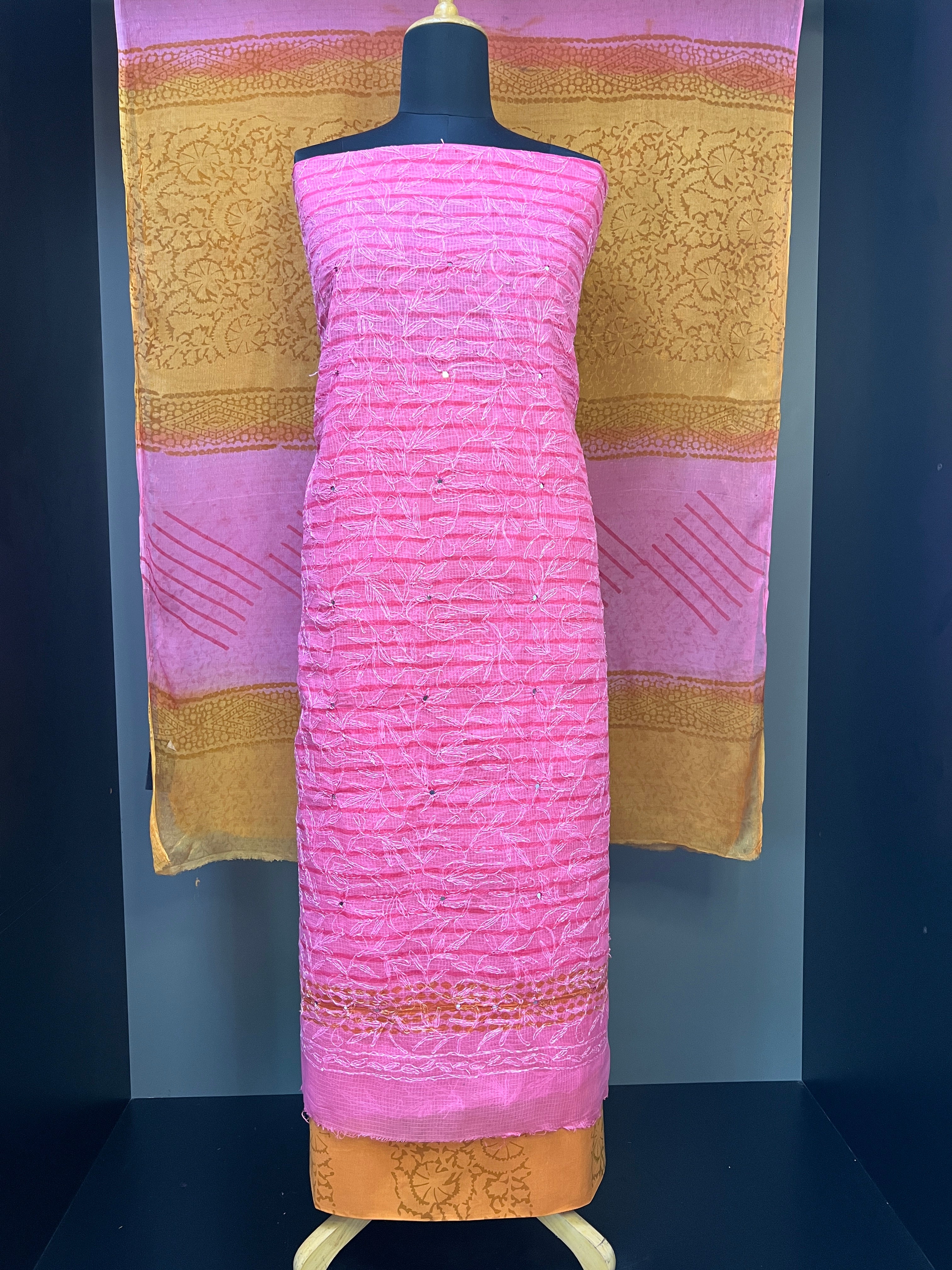 Tepchi Embroidery With Block Print Detailed Kota Salwar Set | SF1071
