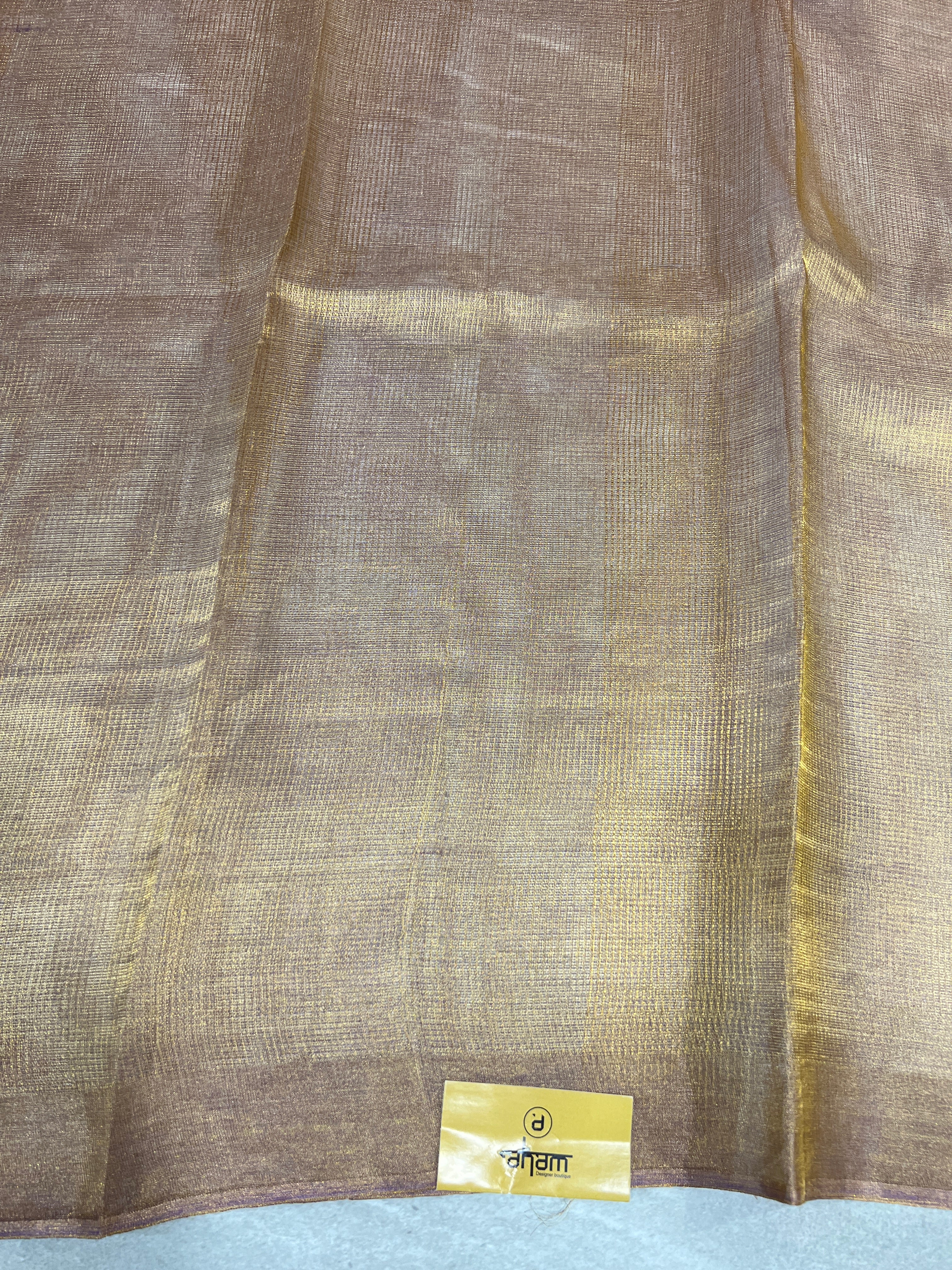 Solid Patterned Tussar Tissue Saree | HS1281