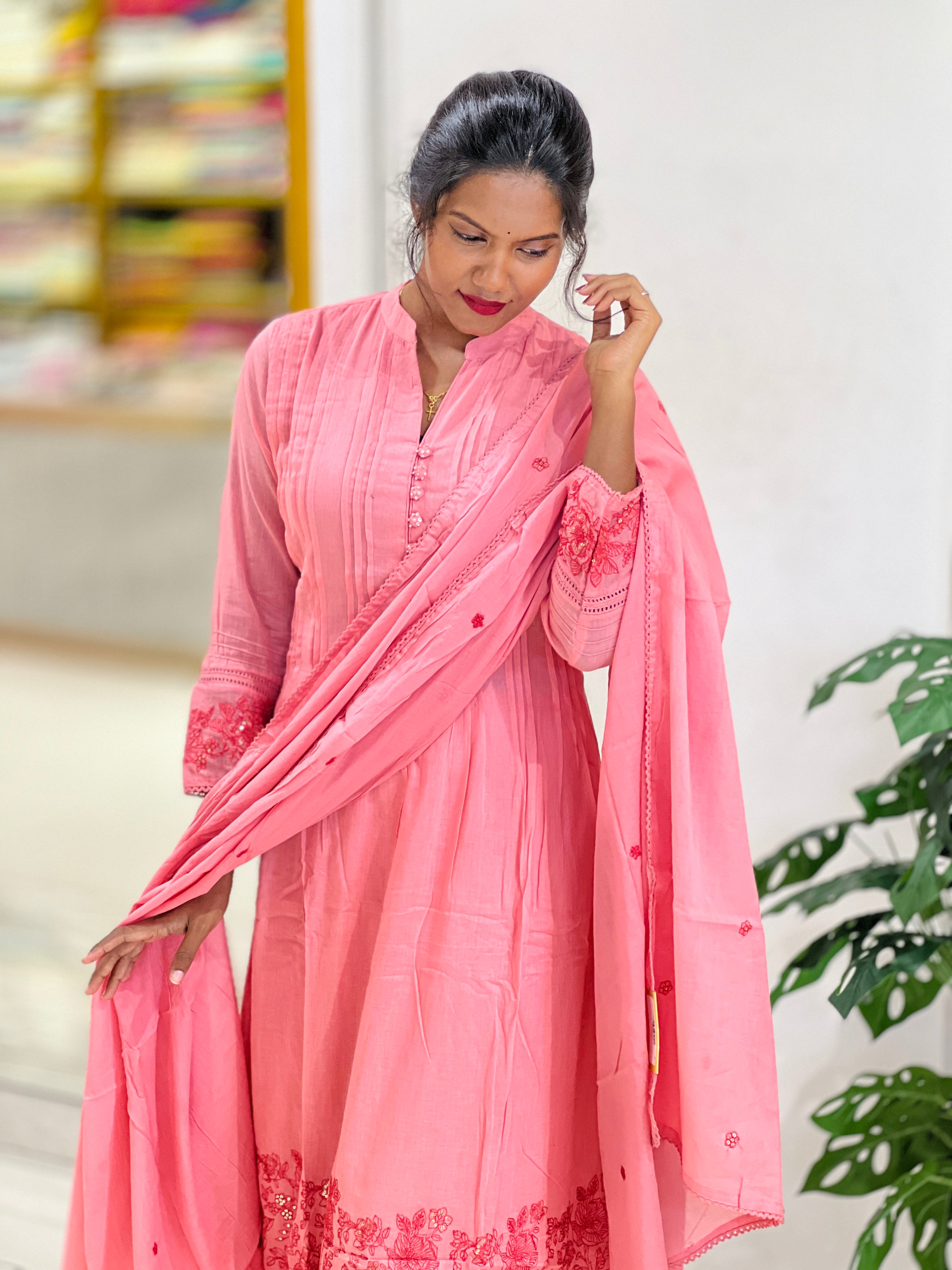 Machine Embroidery Soft Cotton Kurta Set | PGI288