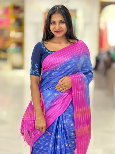 Stripe Pattern With Buta Detailed Bhagalpuri Saree | NHH400