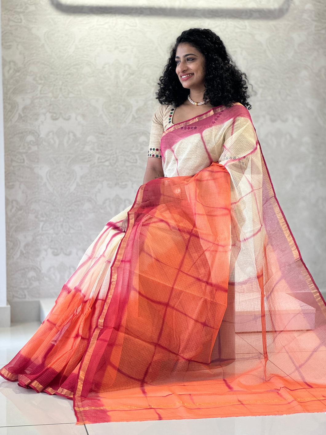 Tie & Dye Patterned Kota Saree | VFC472