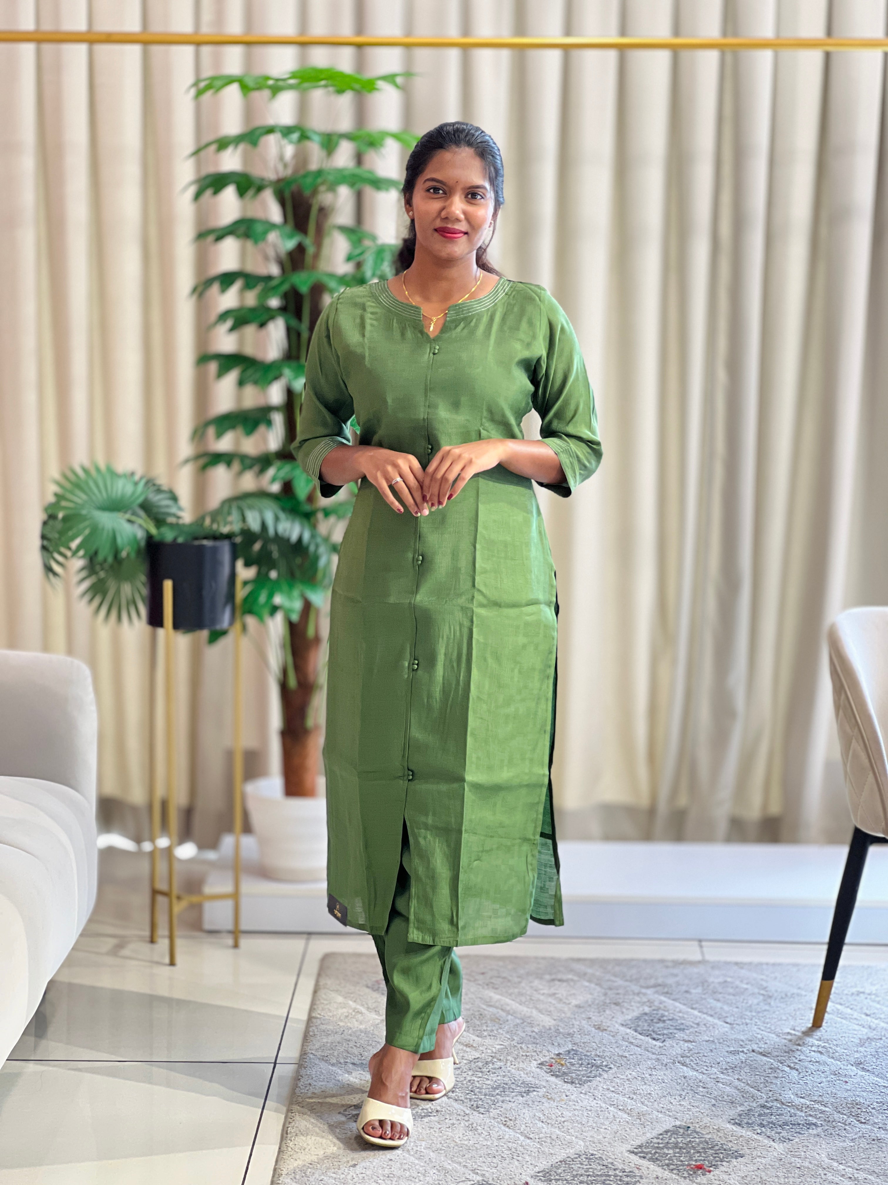 Mul Chanderi Co-ord Set With Weave Pattern | MSN261