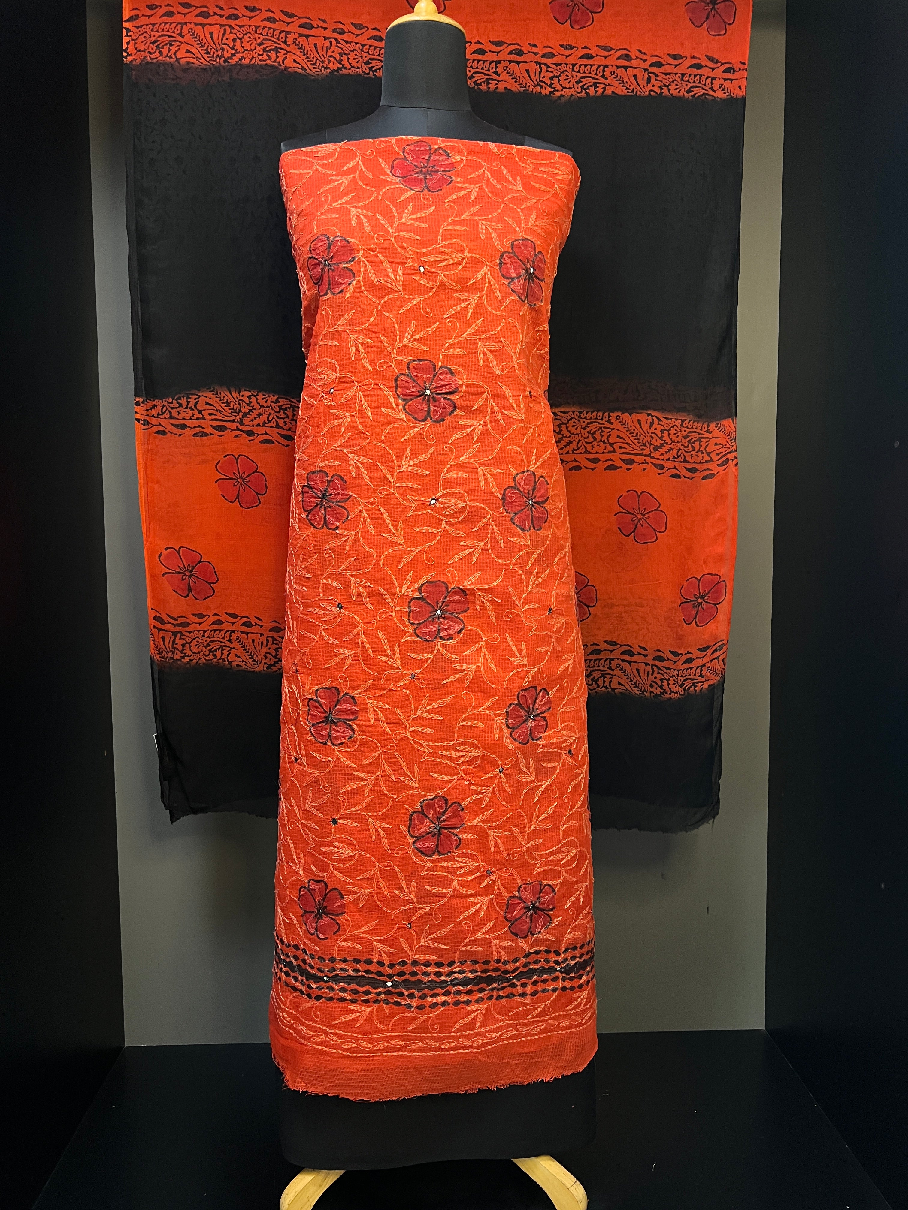 Tepchi Embroidery With Block Printed Kota Salwar Set | SF1073