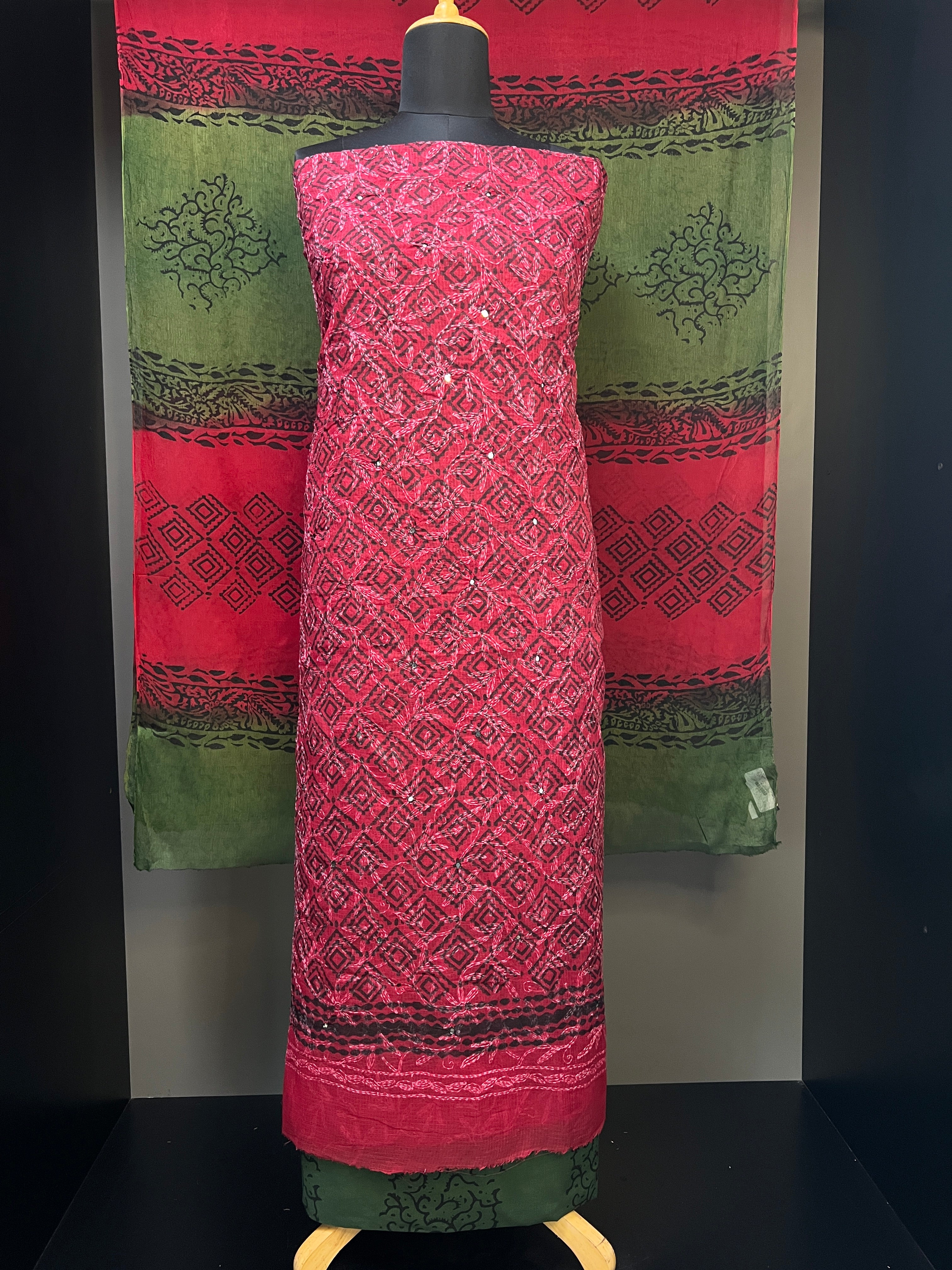 Tepchi Embroidery With Block Printed Kota Salwar Set | SF1072