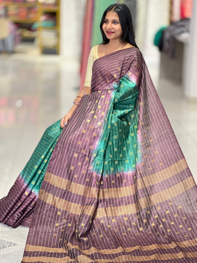 Stripe Pattern With Buta Detailed Bhagalpuri Saree | NHH402