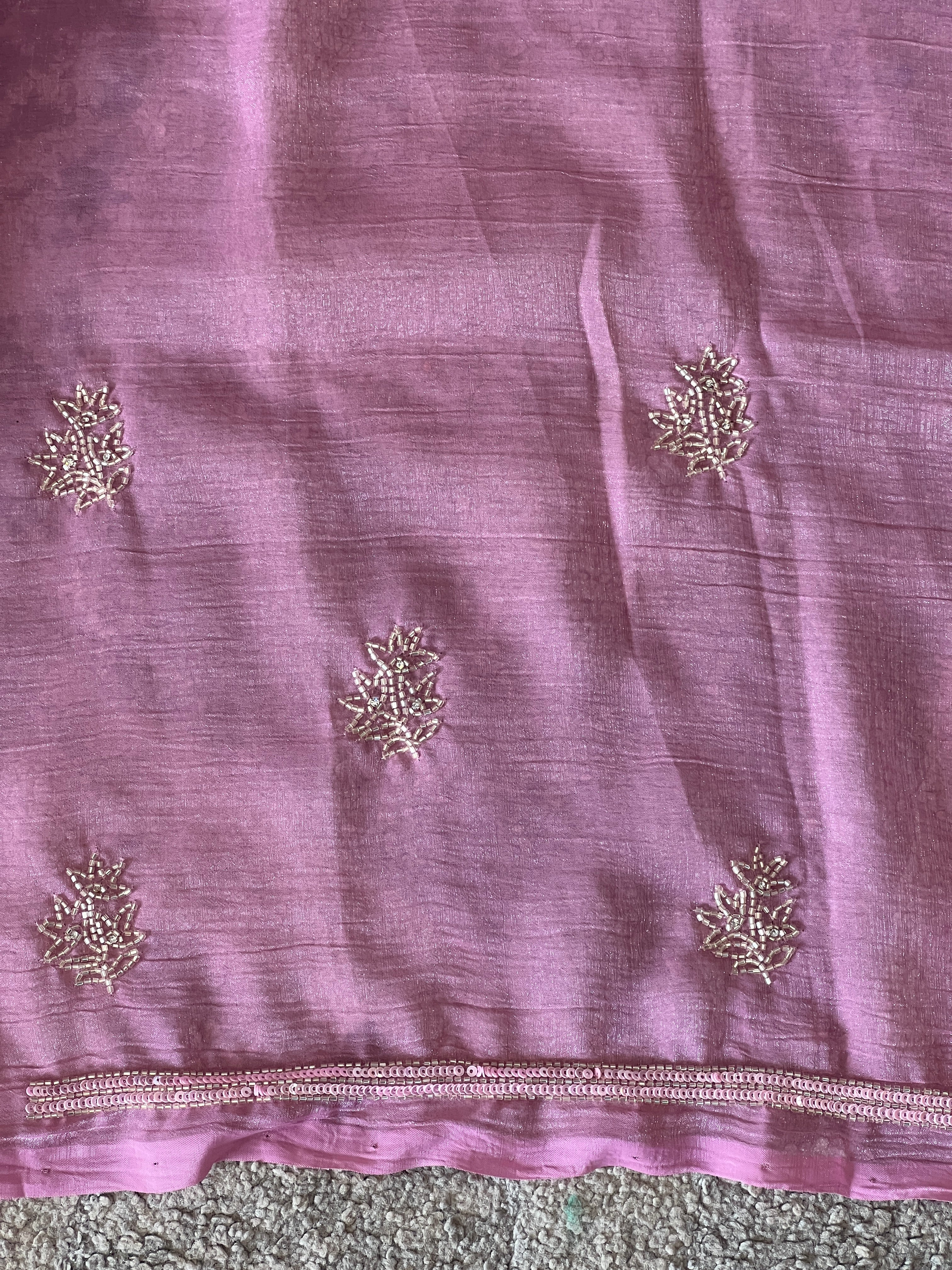 Embroidered Crushed Shimmer Organza Saree  | SBP679