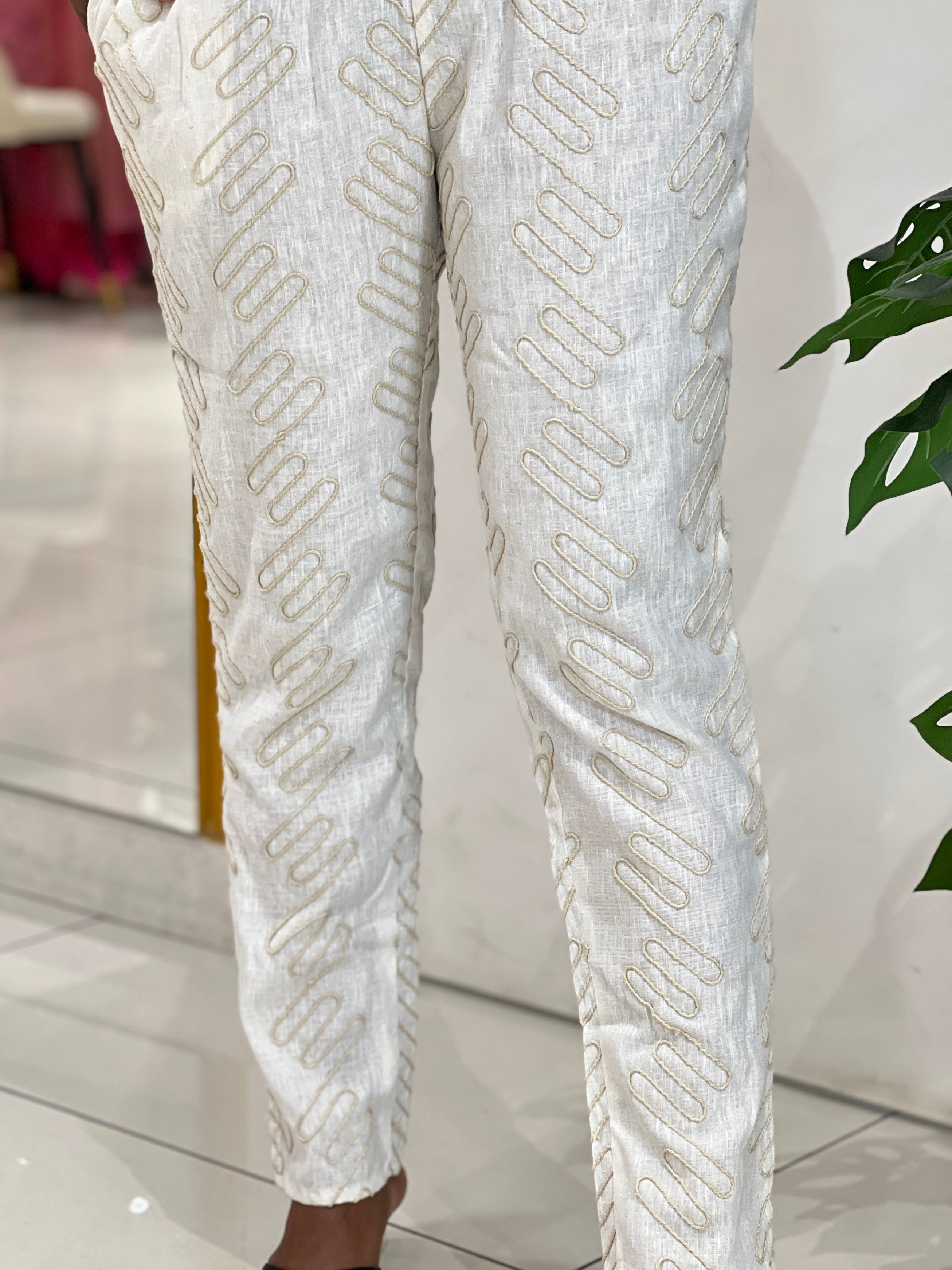 Couching Embroidered Cotton Bottom | PGI302