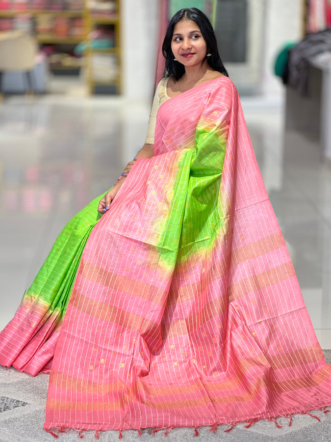 Stripe Pattern With Buta Detailed Bhagalpuri Saree | NHH404