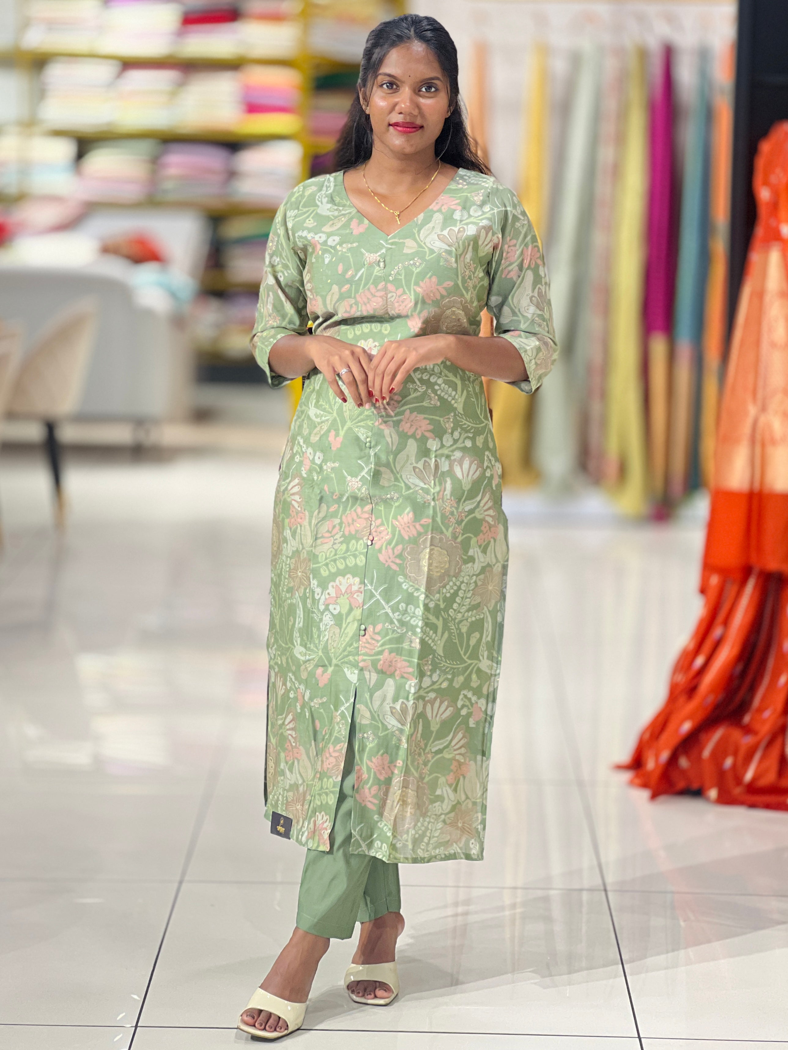 Digital Printed Mul Chanderi Kurta | MSN267
