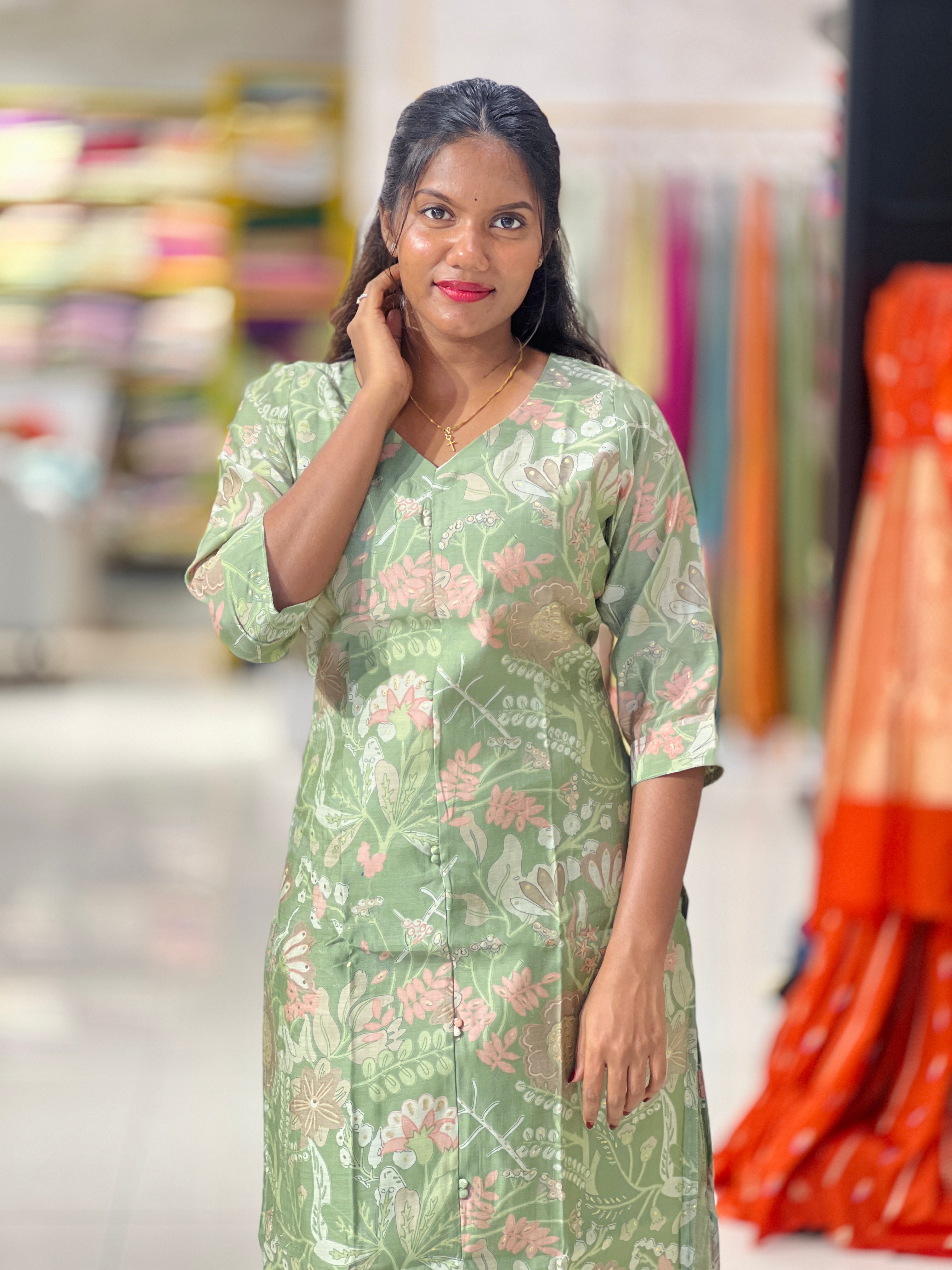 Digital Printed Mul Chanderi Kurta | MSN267