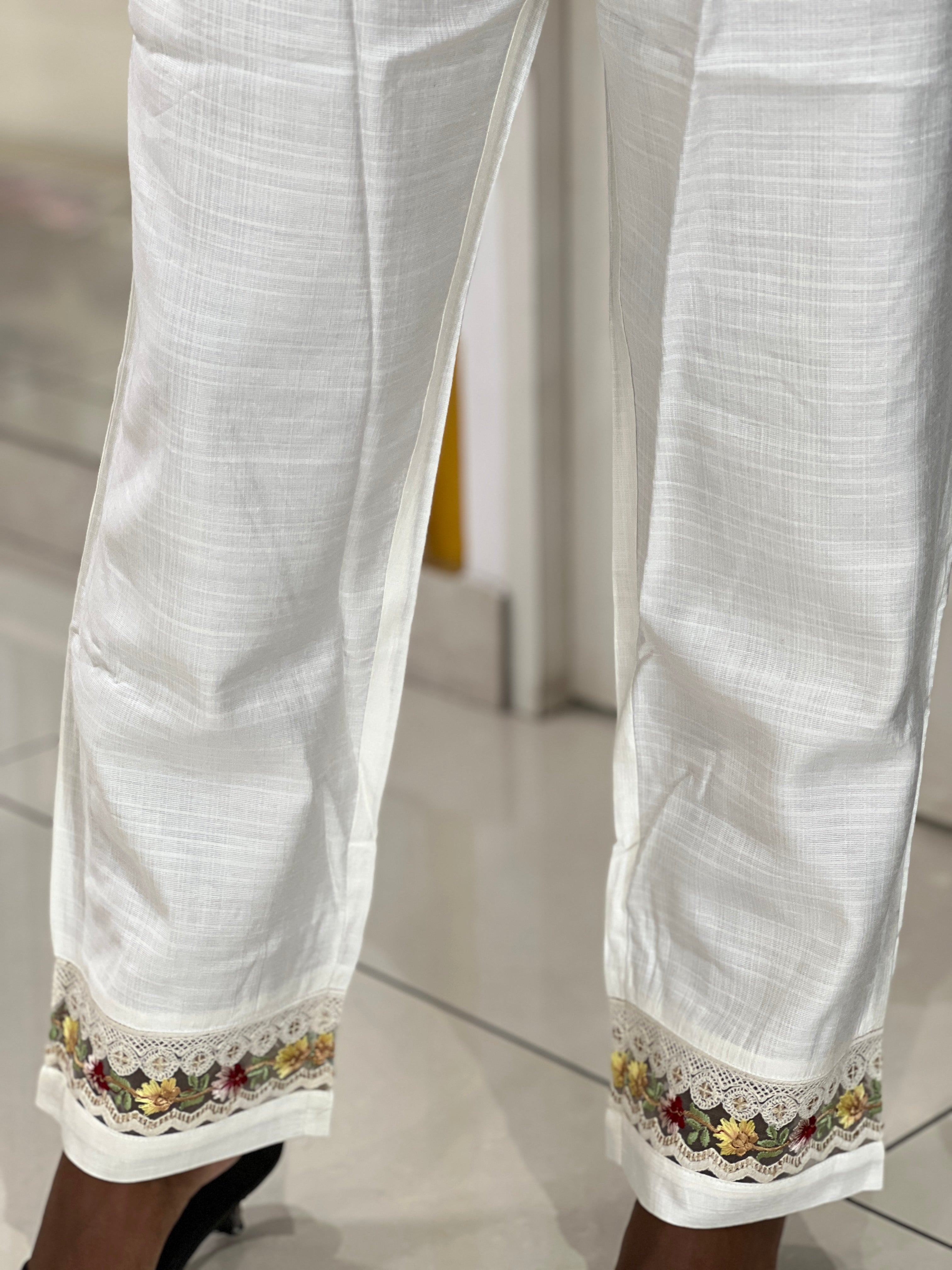 Floral Embroidery Detailed Muslin Finish Bottom | PGI300