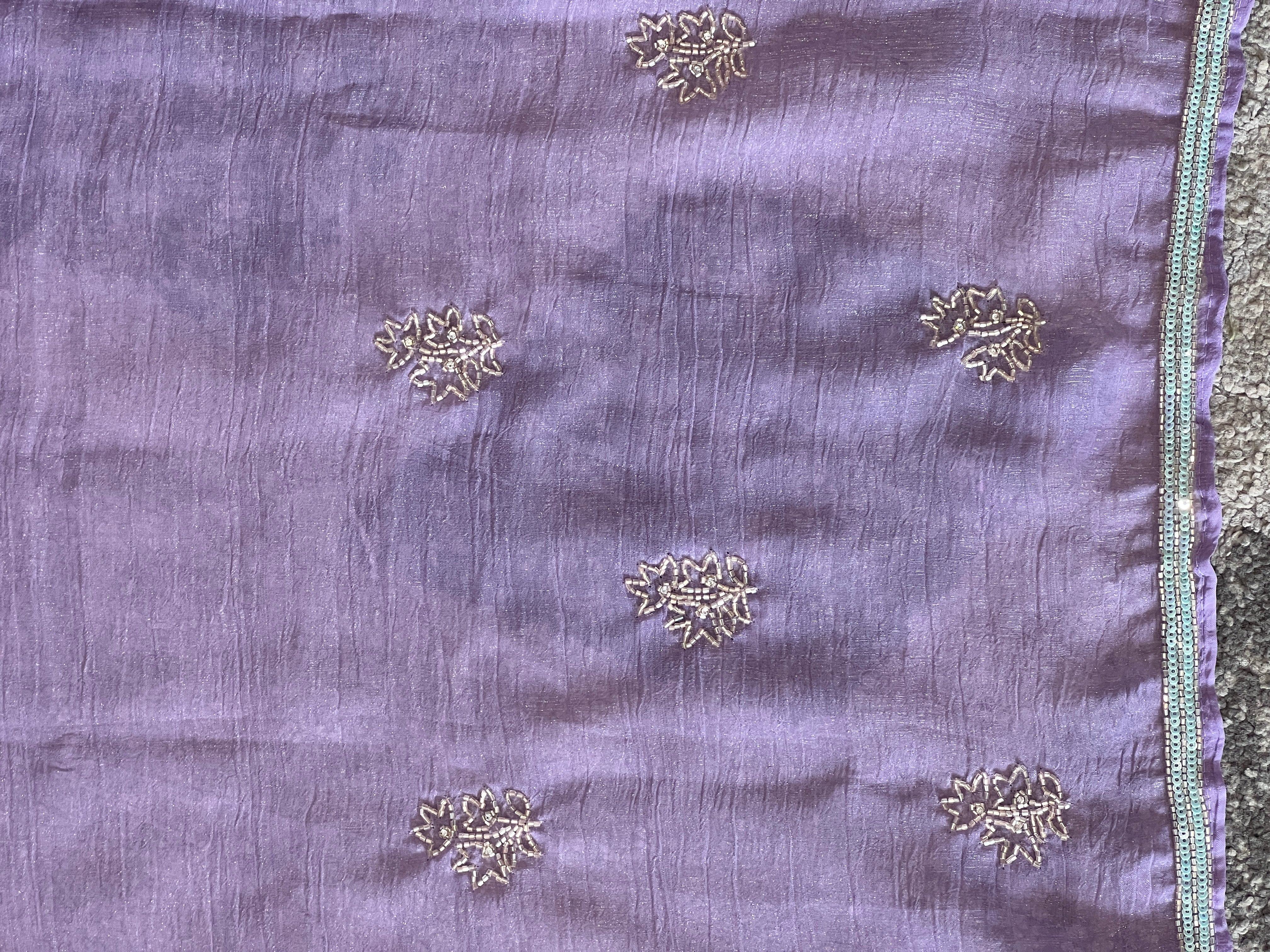 Embroidered Crushed Shimmer Organza Saree  | SBP677