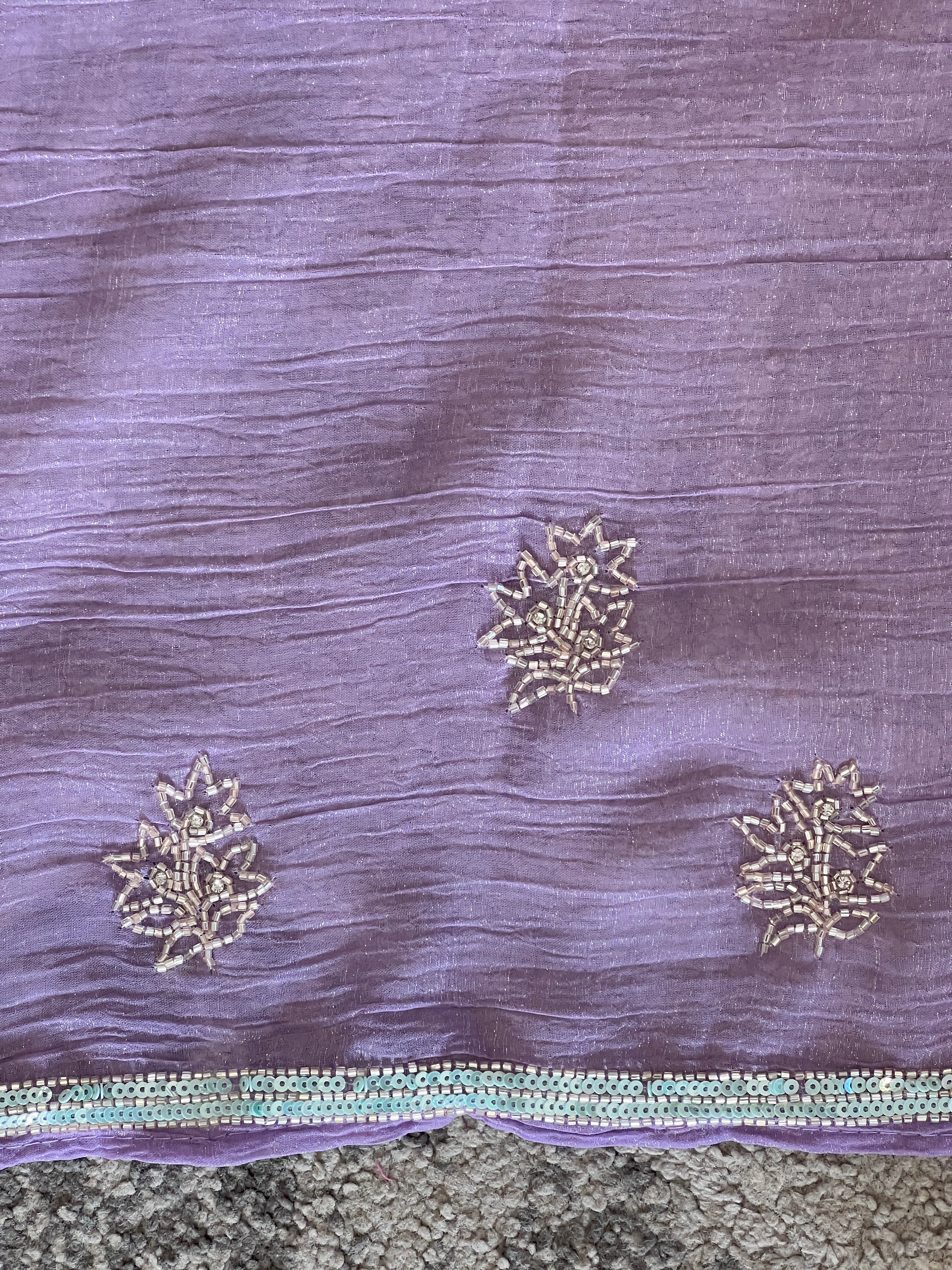 Embroidered Crushed Shimmer Organza Saree  | SBP677