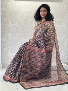 Block Printed Check Kota Saree | JKL305