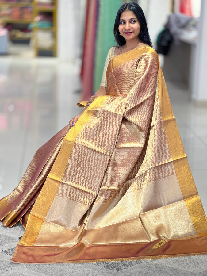 Antique Golden & Silver Zari Woven Tissue Saree | NN200