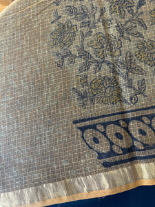 Block Printed Check Kota Saree | VFC476