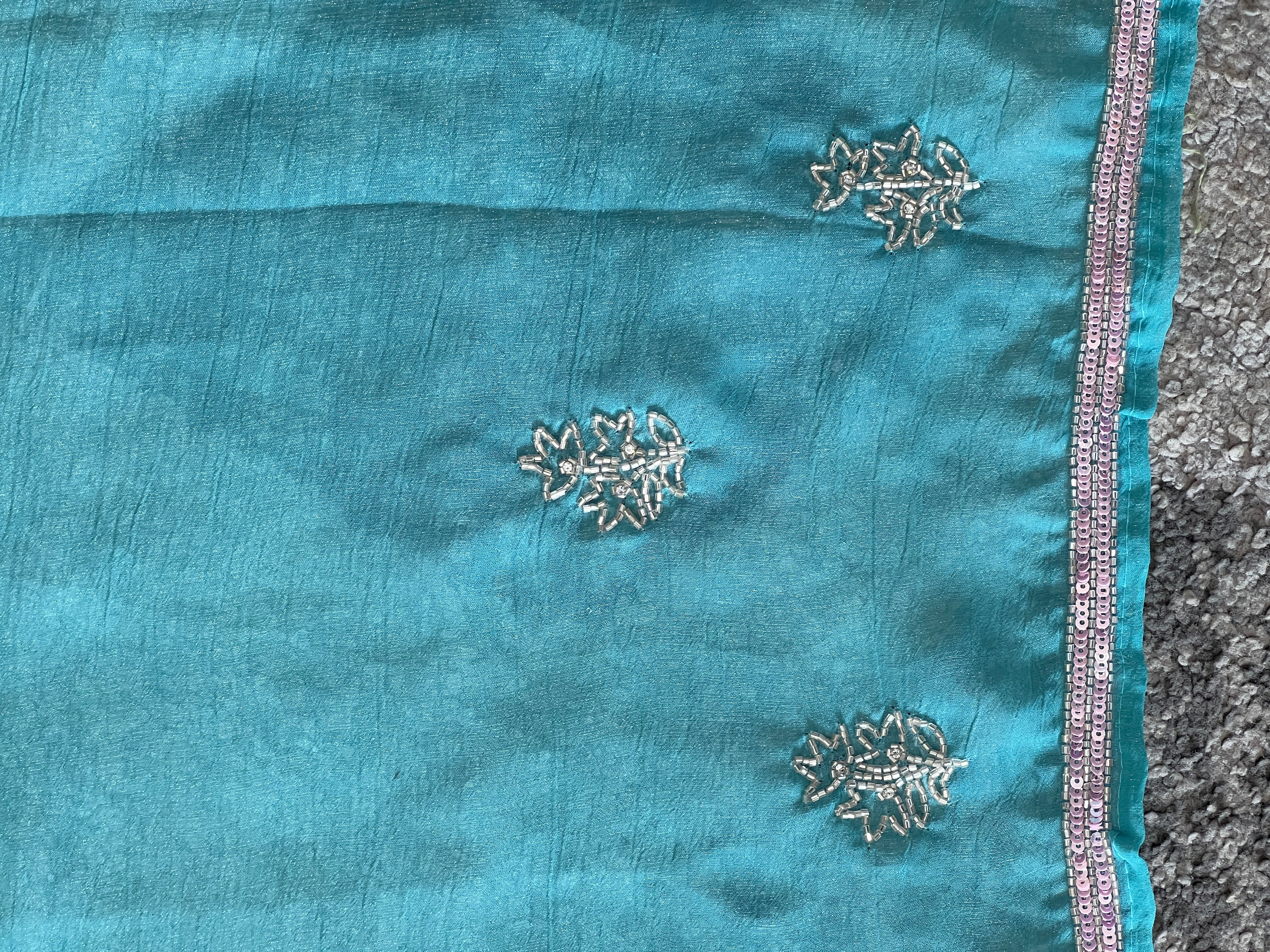 Embroidered Crushed Shimmer Organza Saree  | SBP678