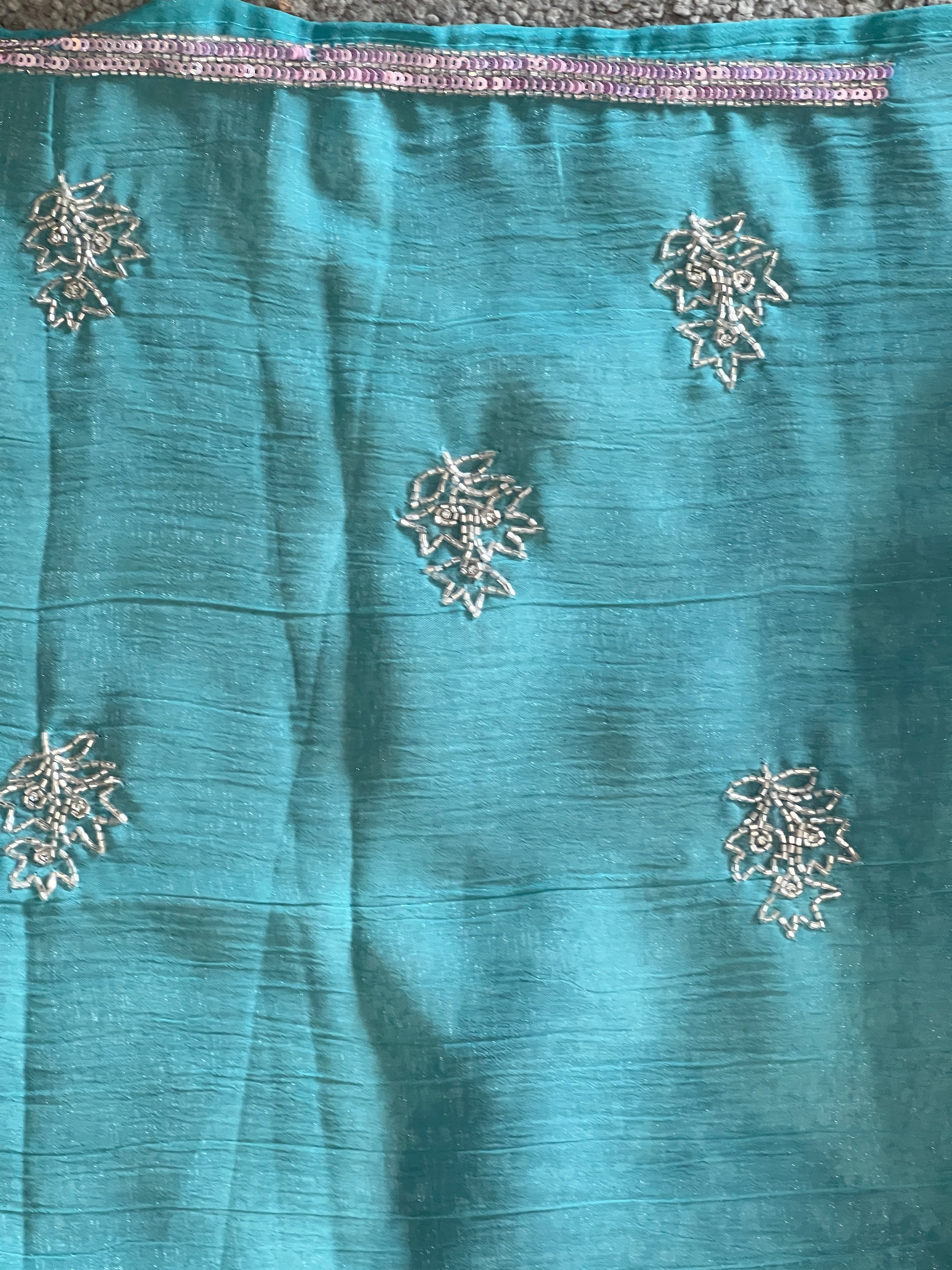 Embroidered Crushed Shimmer Organza Saree  | SBP678