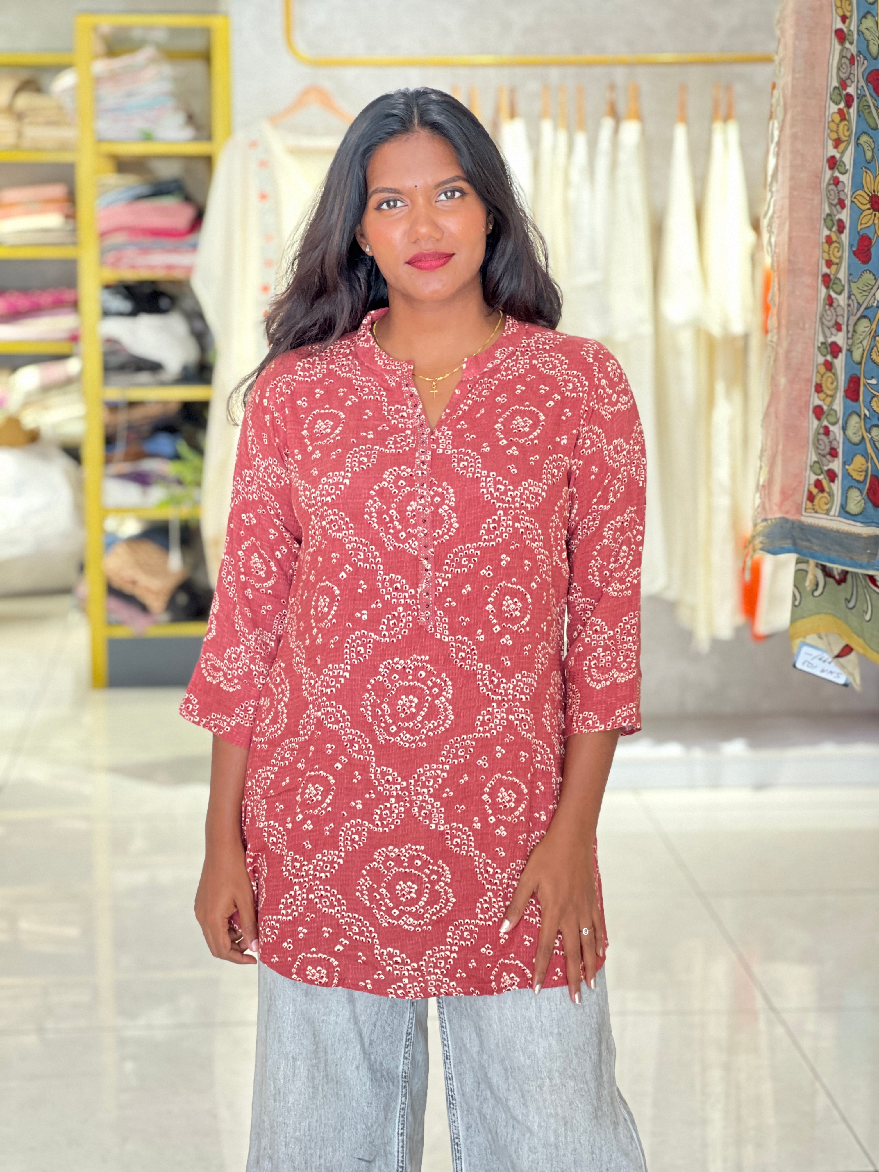 Printed Pattern Rayon Short Kurta | NIO122