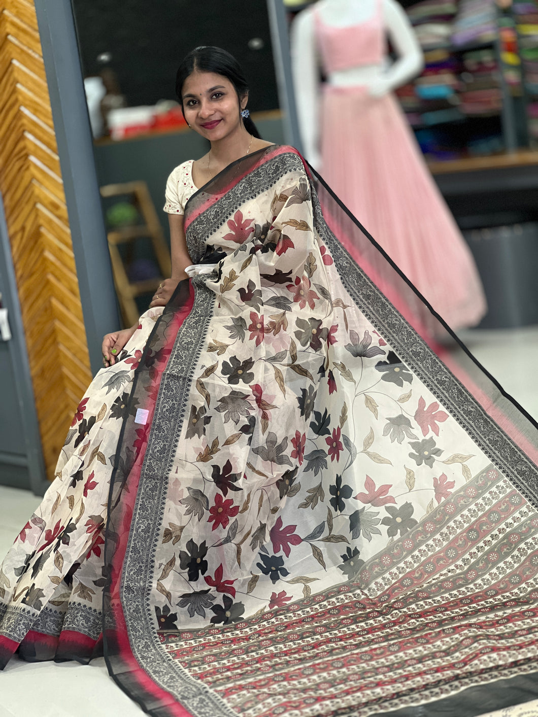 Floral Print Design Supernet Kota Saree | SUM137
