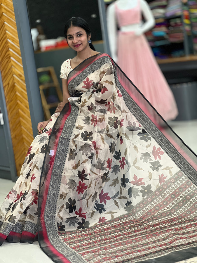 Floral Print Design Supernet Kota Saree | SUM137